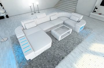 Sofa Dreams Wohnlandschaft Ledercouch Bellagio U Form Ledersofa Sofa Leder, Couch, mit LED, wahlweise mit Bettfunktion als Schlafsofa, Designersofa