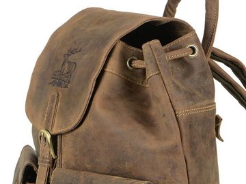 Greenburry Wanderrucksack Vintage Hunting, Rucksack, Trekkingrucksack, Vintage antik mit Hirsch-Prägung