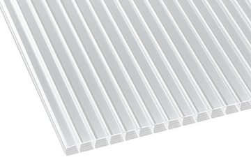 GUTTA Terrassendach Premium, BxT: 410,2x406 cm, Bedachung Doppelstegplatten, BxT: 410x406 cm, Dach Polycarbonat gestreift weiß
