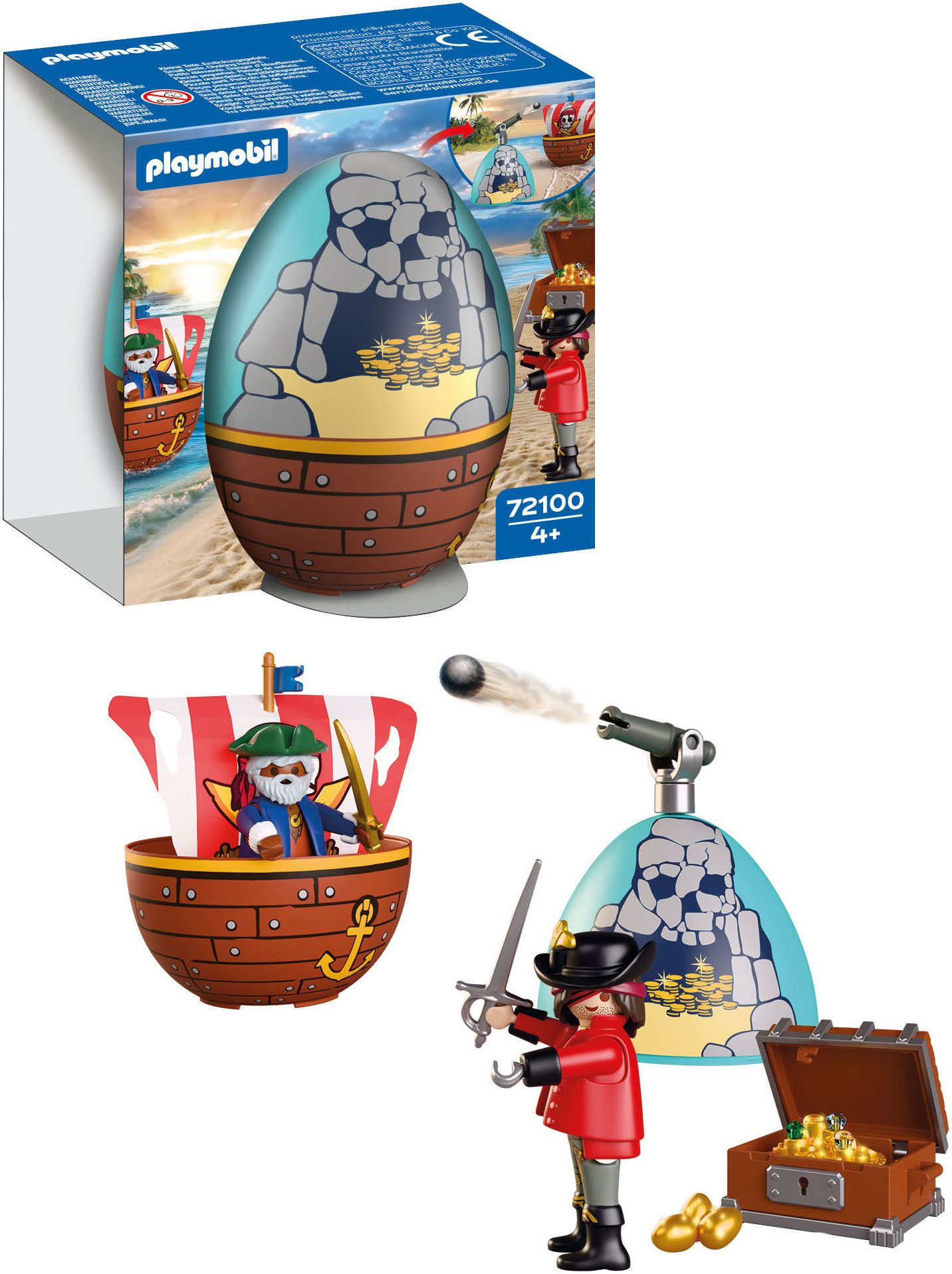 Playmobil® Spiel-Ei: Piraten (72100), Pirates Konstruktions-Spielset, (34 St)