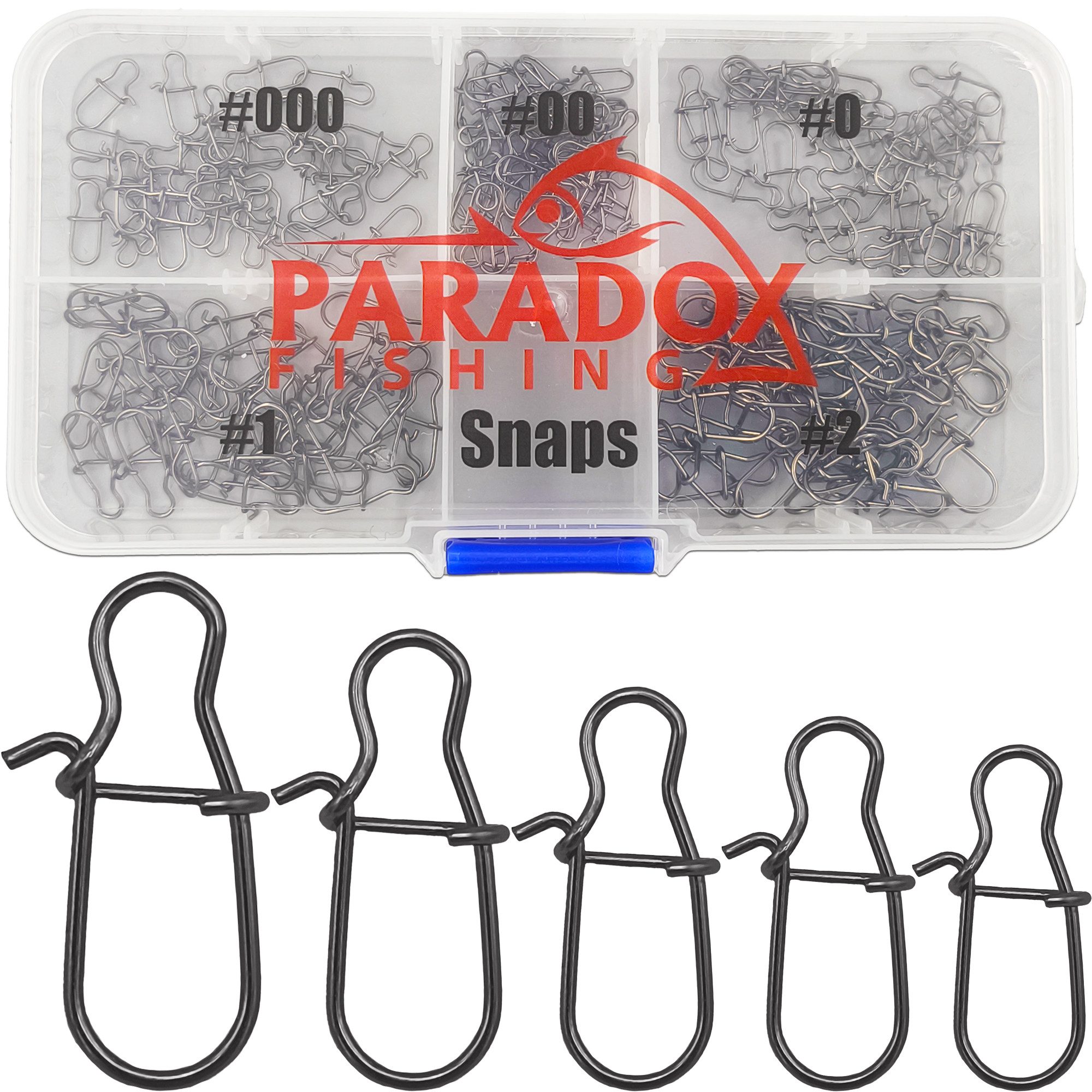 Paradox Fishing Schnurverbinder Duo Lock Snap Set I 200 Snaps #000-#2 mit Box