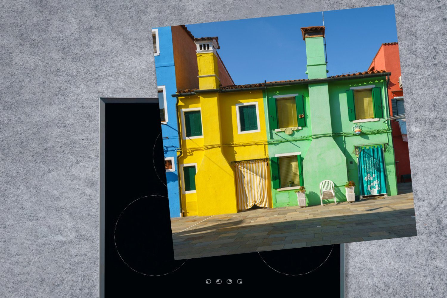 Herdblende-/Abdeckplatte cm, Sommer, - Venedig (1 MuchoWow tlg), für Architektur Arbeitsplatte 78x78 Ceranfeldabdeckung, - küche Vinyl,