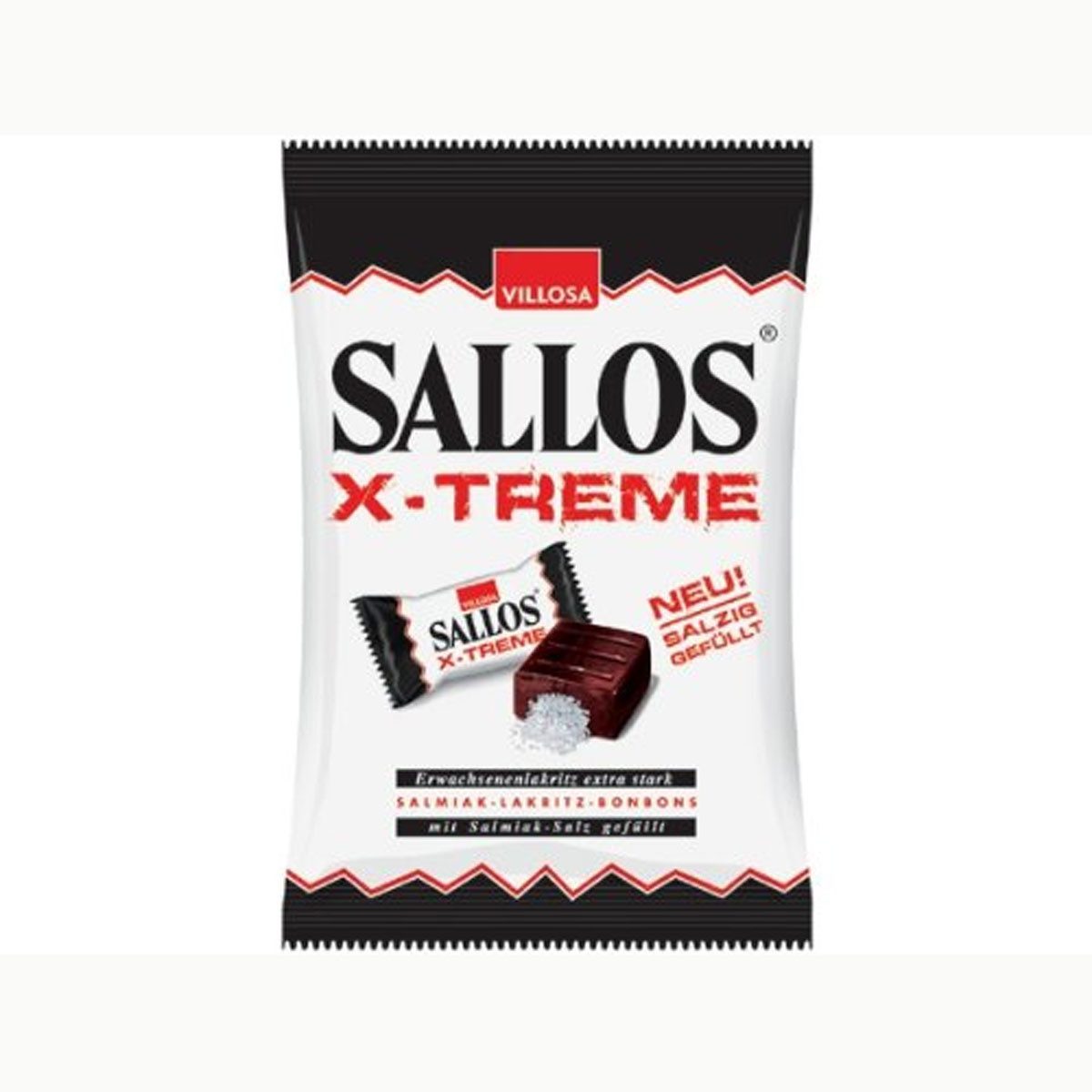 SALLOS Süßigkeit, Sallos X Treme Hartkamellen mit Lakritz Salmiak Salz Füllung 150g