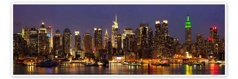 Posterlounge Poster Editors Choice, Beleuchtete New Yorker Skyline bei Nacht, Wohnzimmer Fotografie