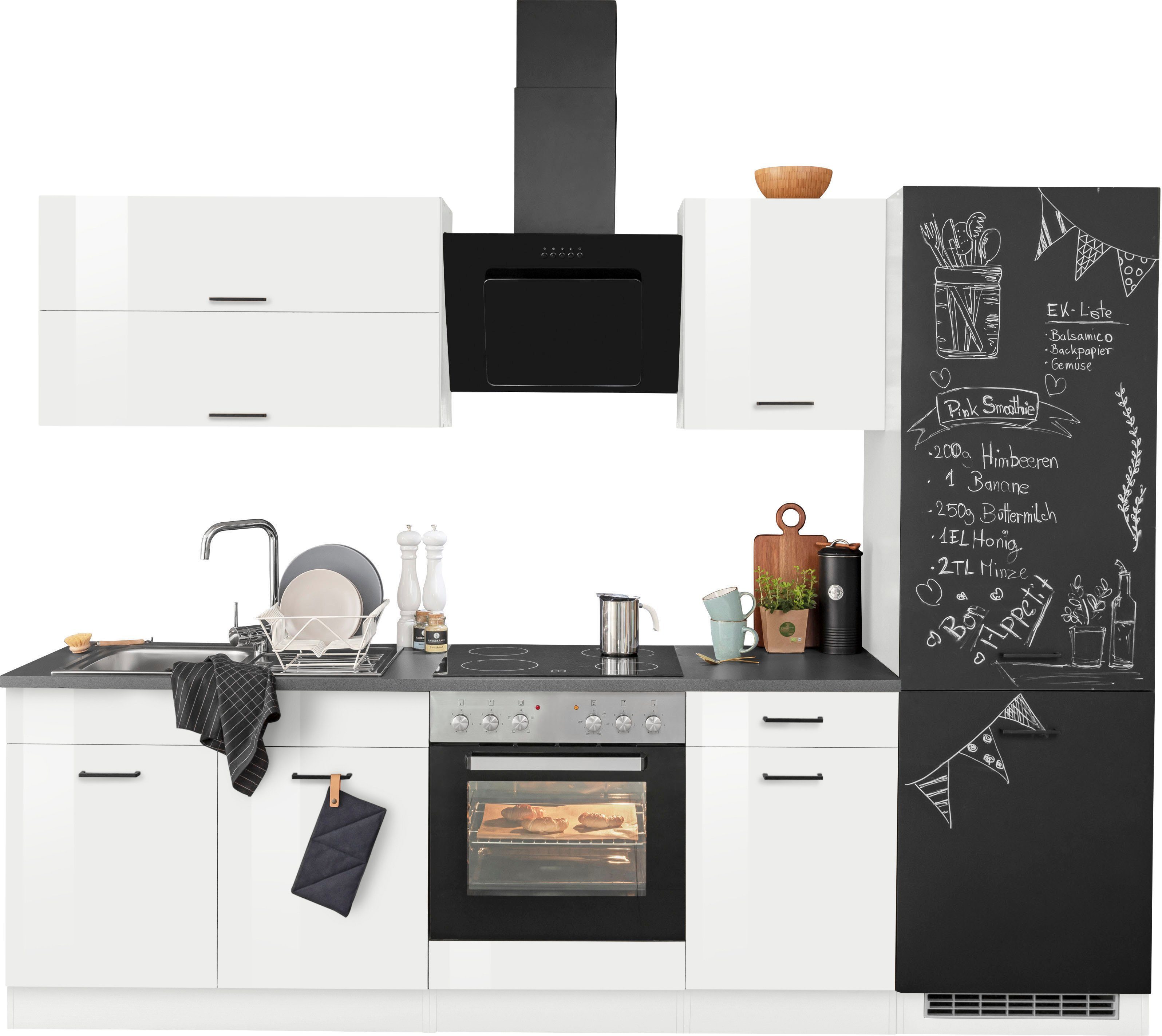 HELD MÖBEL Küchenzeile Trier, mit E-Geräten, Breite 270 cm, Mit hochwertig  verarbeiteten MDF-Fronten