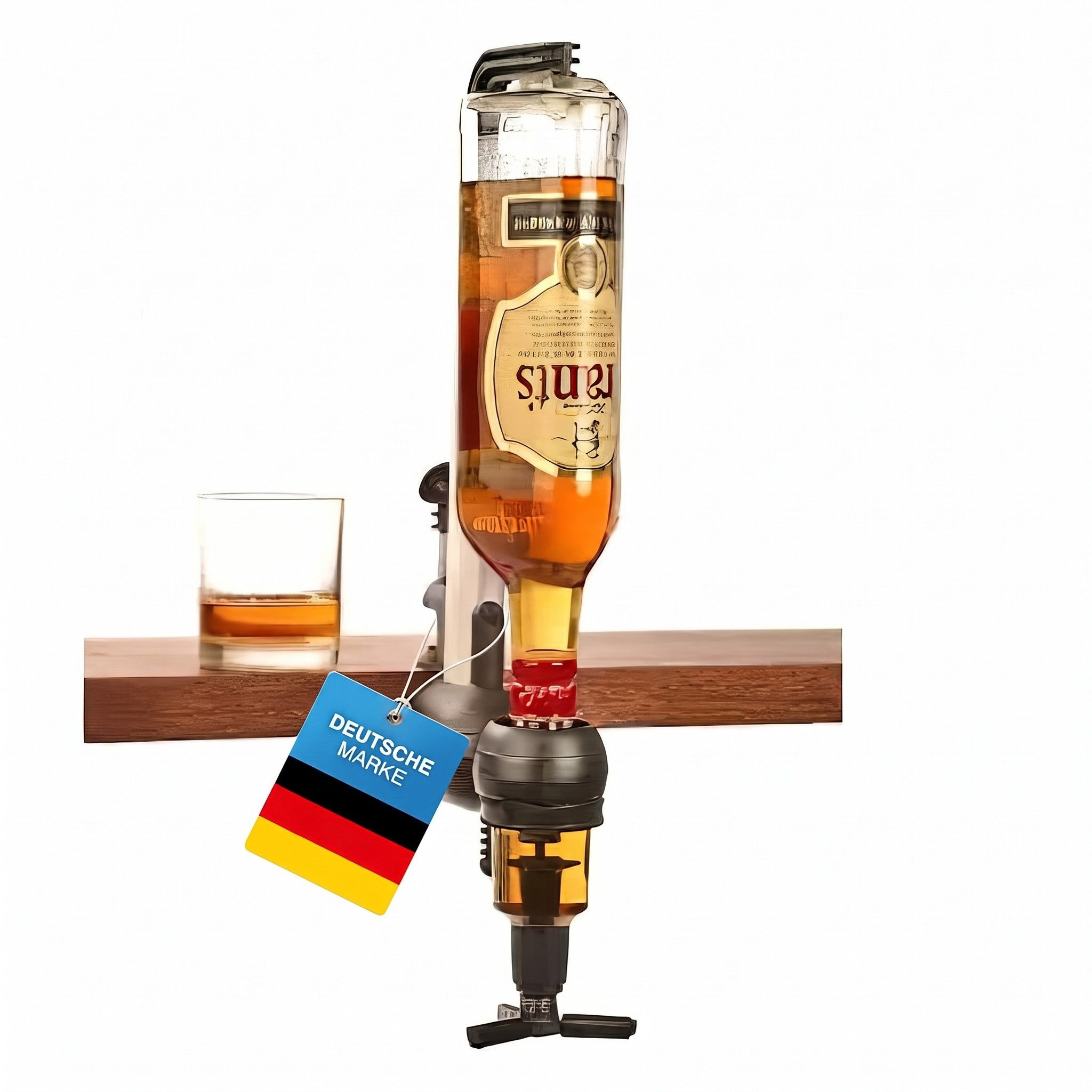 Goods+Gadgets Flaschenhalter Barbutler Flaschenhalter mit 2cl Dosierer–Edles Spirituosen-Accessoire, Flaschenhalterung für Getränke