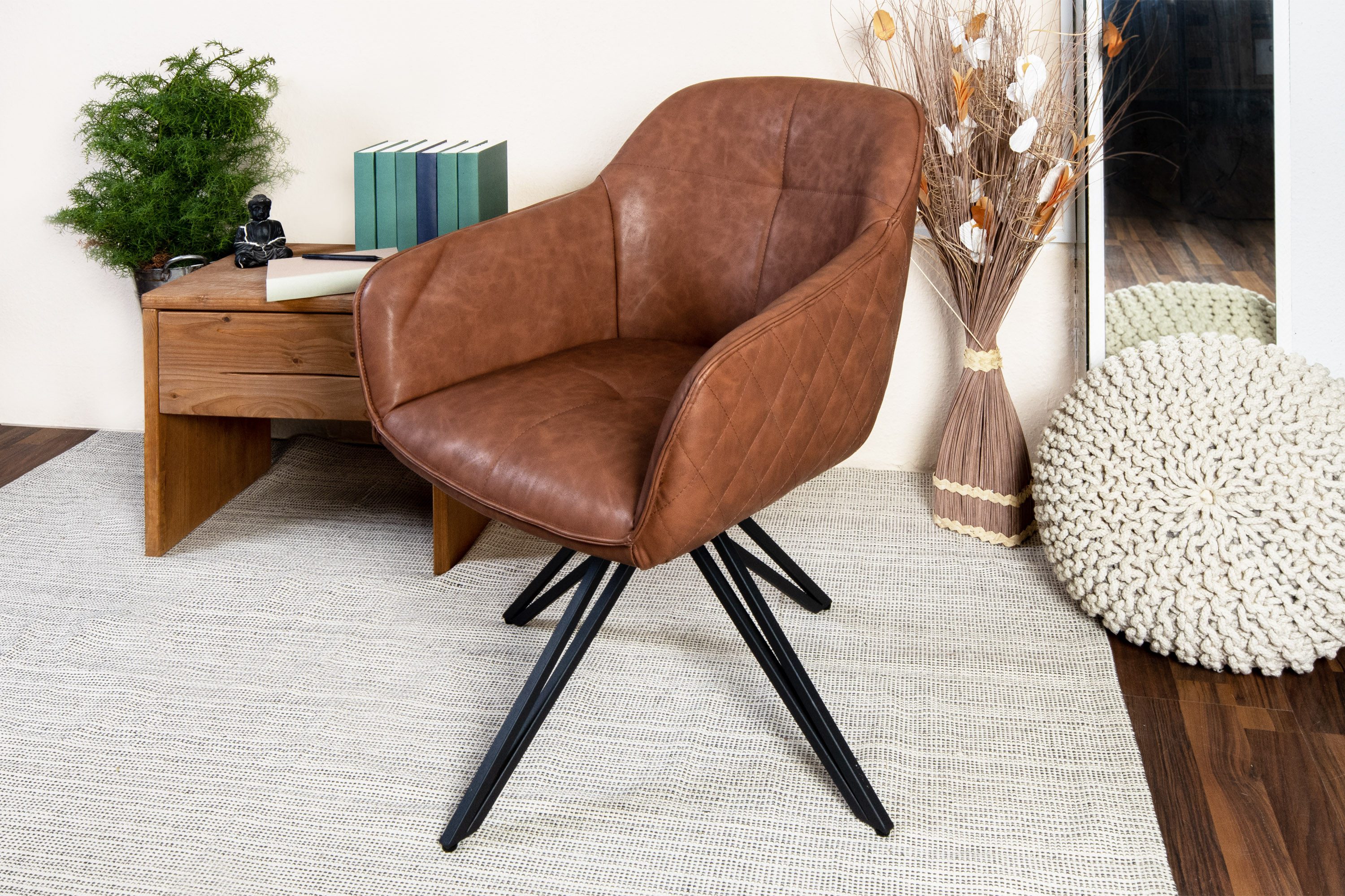 SAM® Drehstuhl Riveria, Drehstuhl, Kunstlederbezug, Metallgestell schwarz