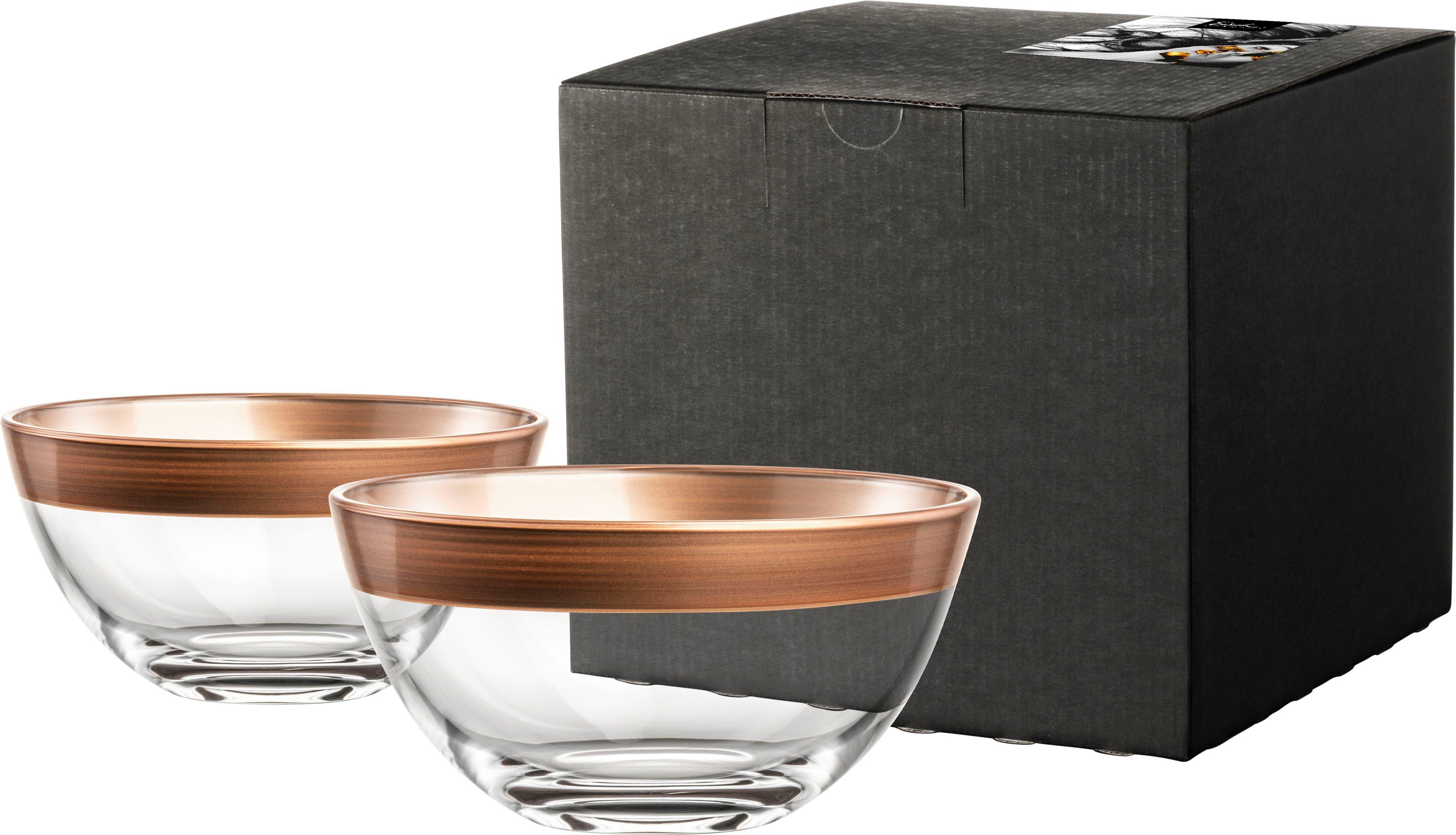 Eisch Germany Müslischale KAYA COPPER, Kristallglas, (Set, 2-tlg), im Geschenkkarton, in Handarbeit in Kupfer veredelt