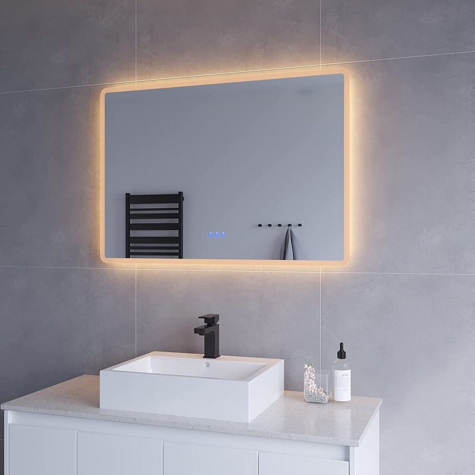 aqua batos led-lichtspiegel led badspiegel groß badezimmerspiegel mit  beleuchtung lichtspiegel wandspiegel 140x70cm 100x70cm, kaltweiß 6400k,