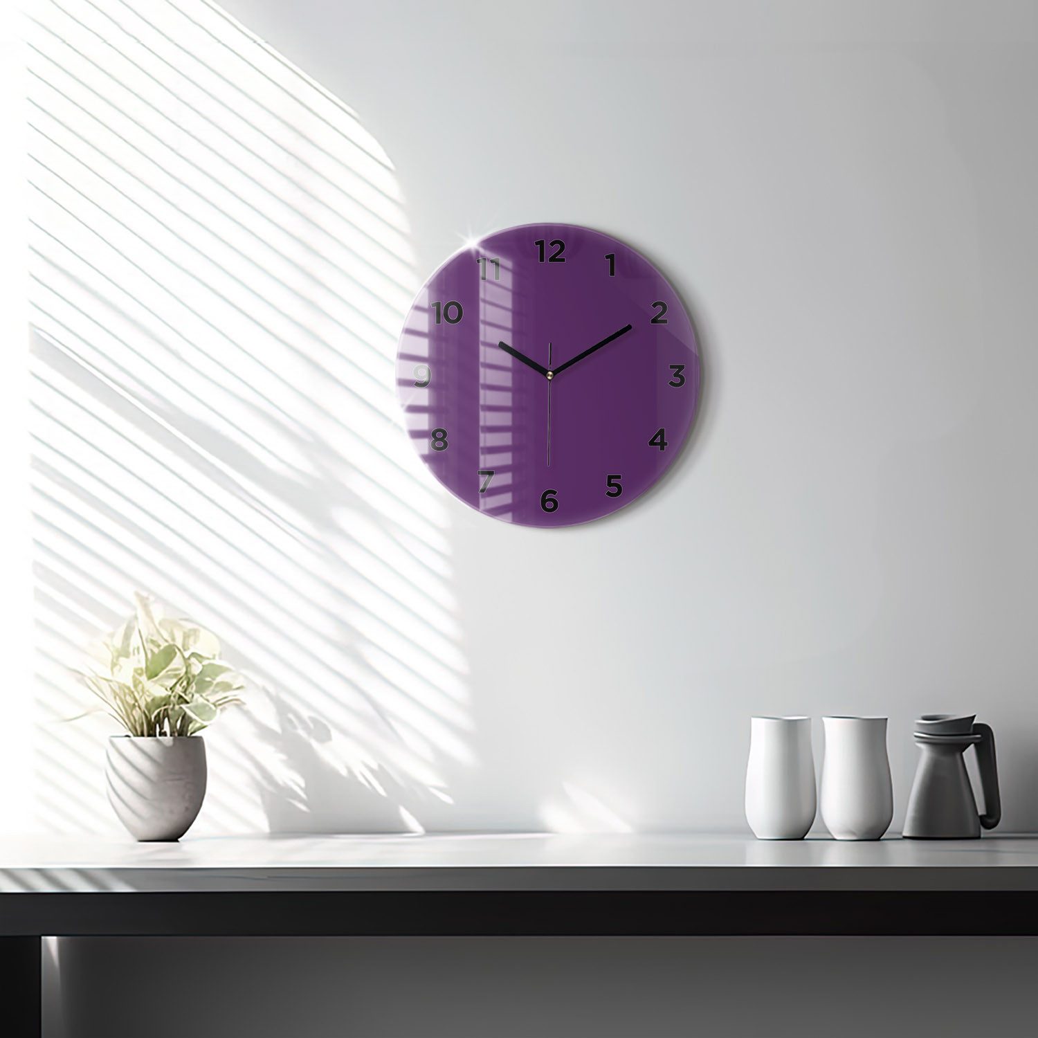 Tulup Wanduhr Glasrunde Uhr Moderne Glaswanduhr 30 cm Uhr aus gehärtetem Glas