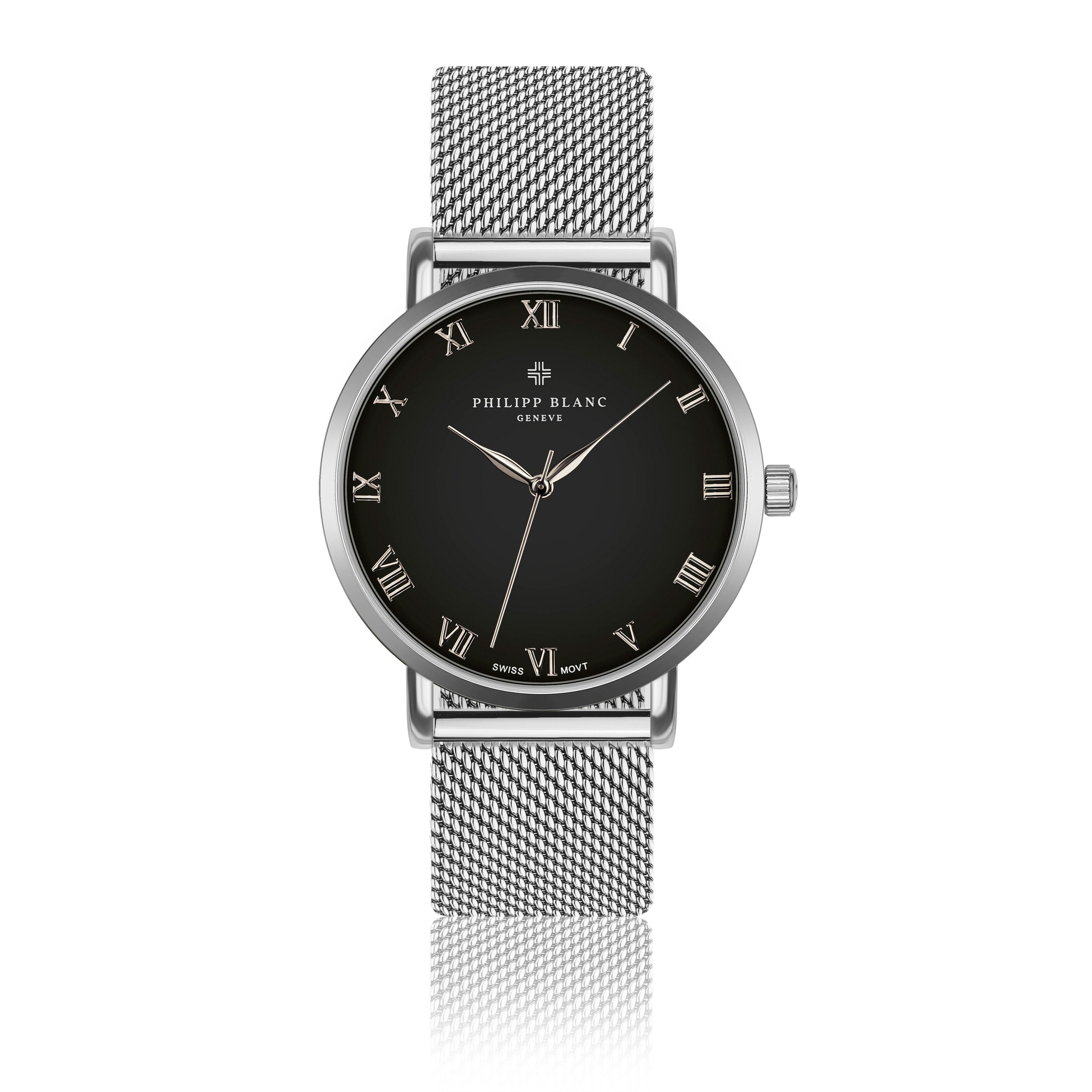 PHILIPP BLANC Quarzuhr PA6-B010S Silver Bern – Silbergewebe