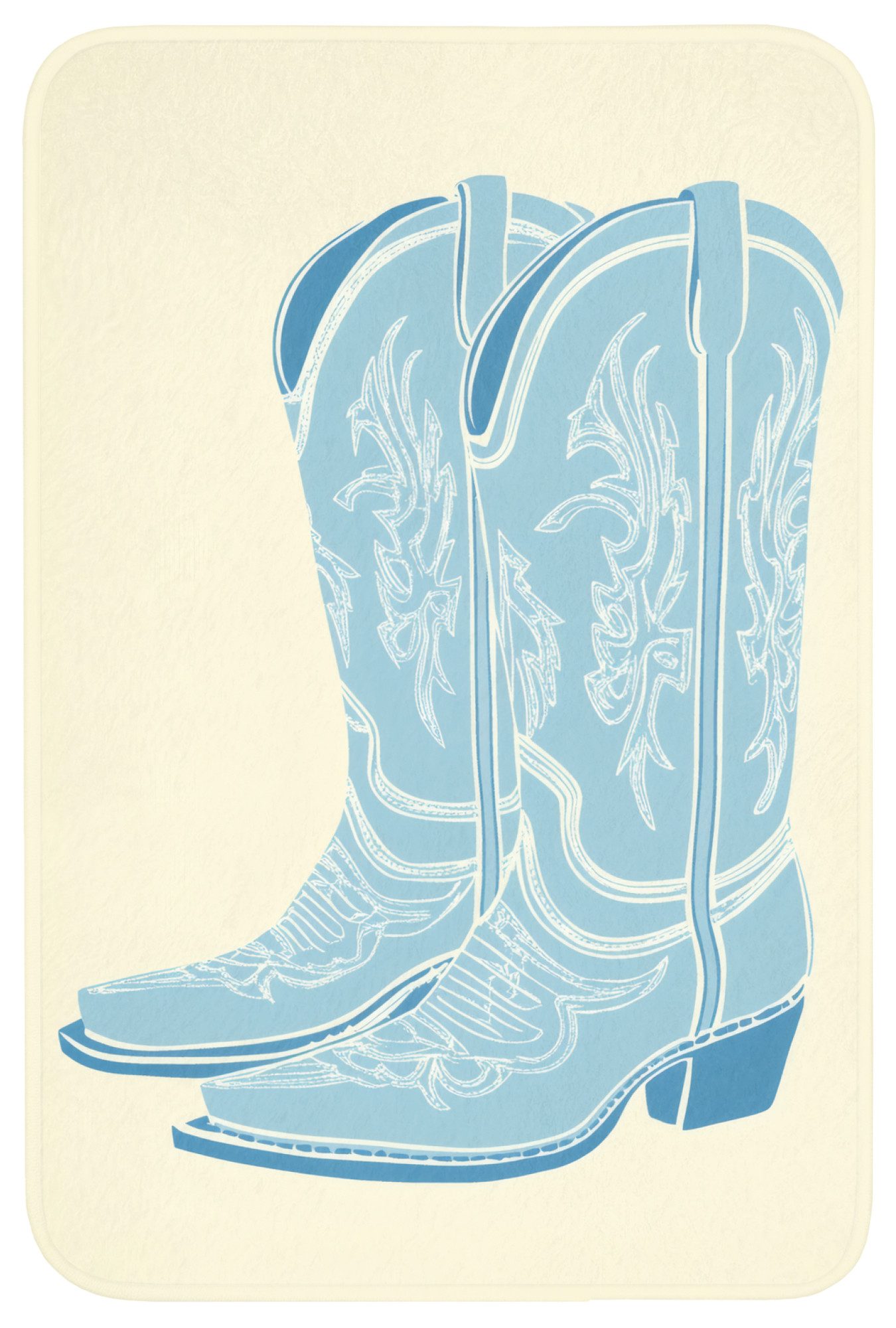OnlyWow Badematte Illustration - Cowboystiefel - Muster, Höhe 10 mm, Polyester, Rechteckig, Badezimmerteppich, Badteppich, Rutschfest, Duschvorleger, Duschmatte