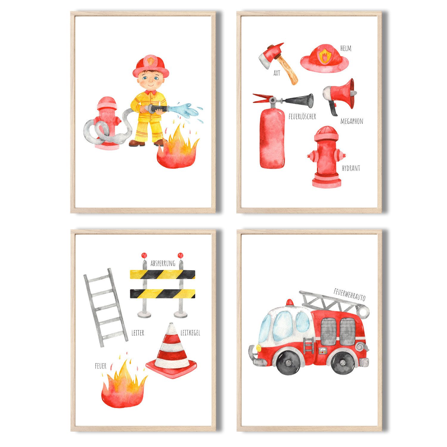 MeinBaby123® Poster Feuerwehr, Bilder Kinderzimmer Deko günstig online kaufen