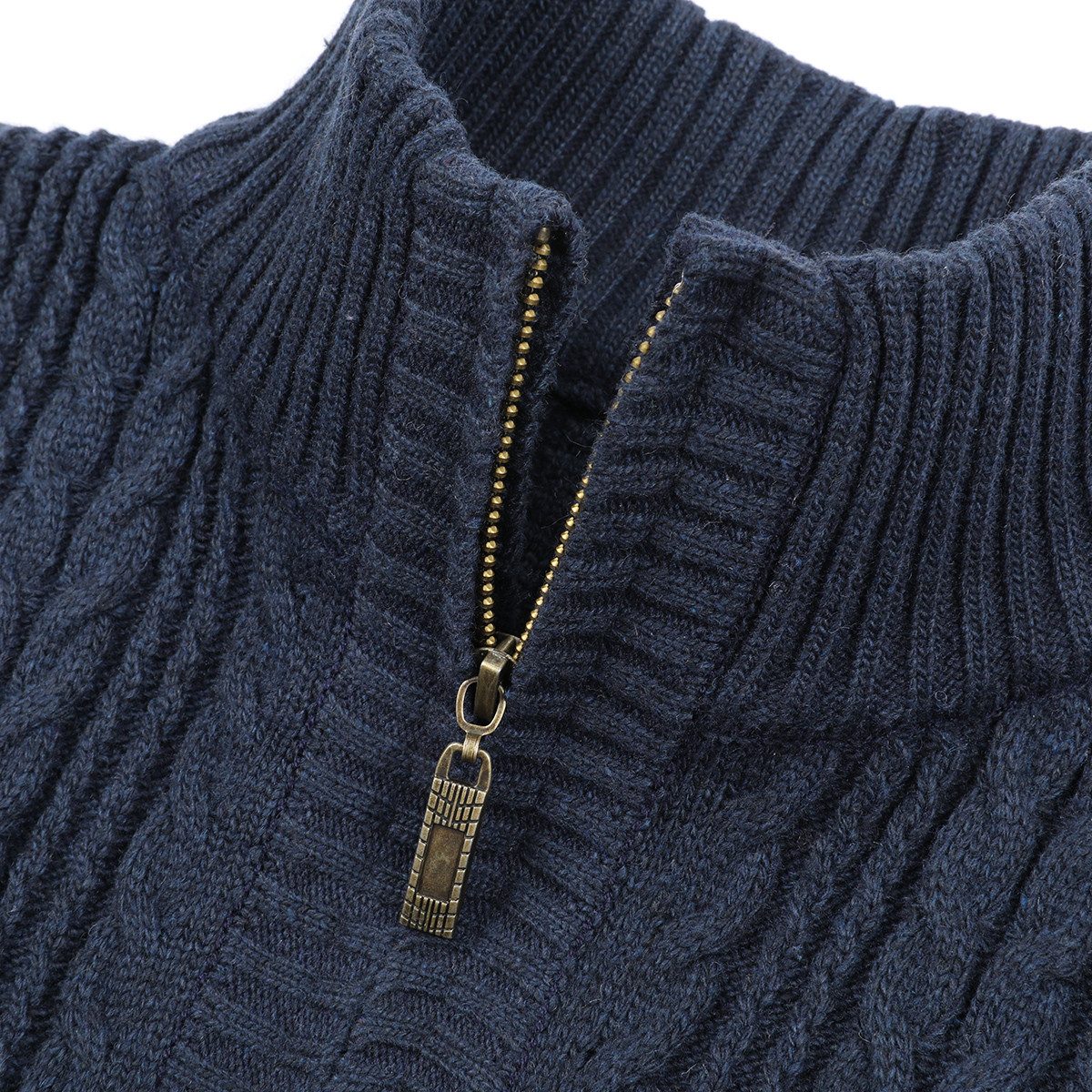 Allthemen Cardigan Herren Strickjacke mit Reißverschluss Grobstrick mit Stehkragen