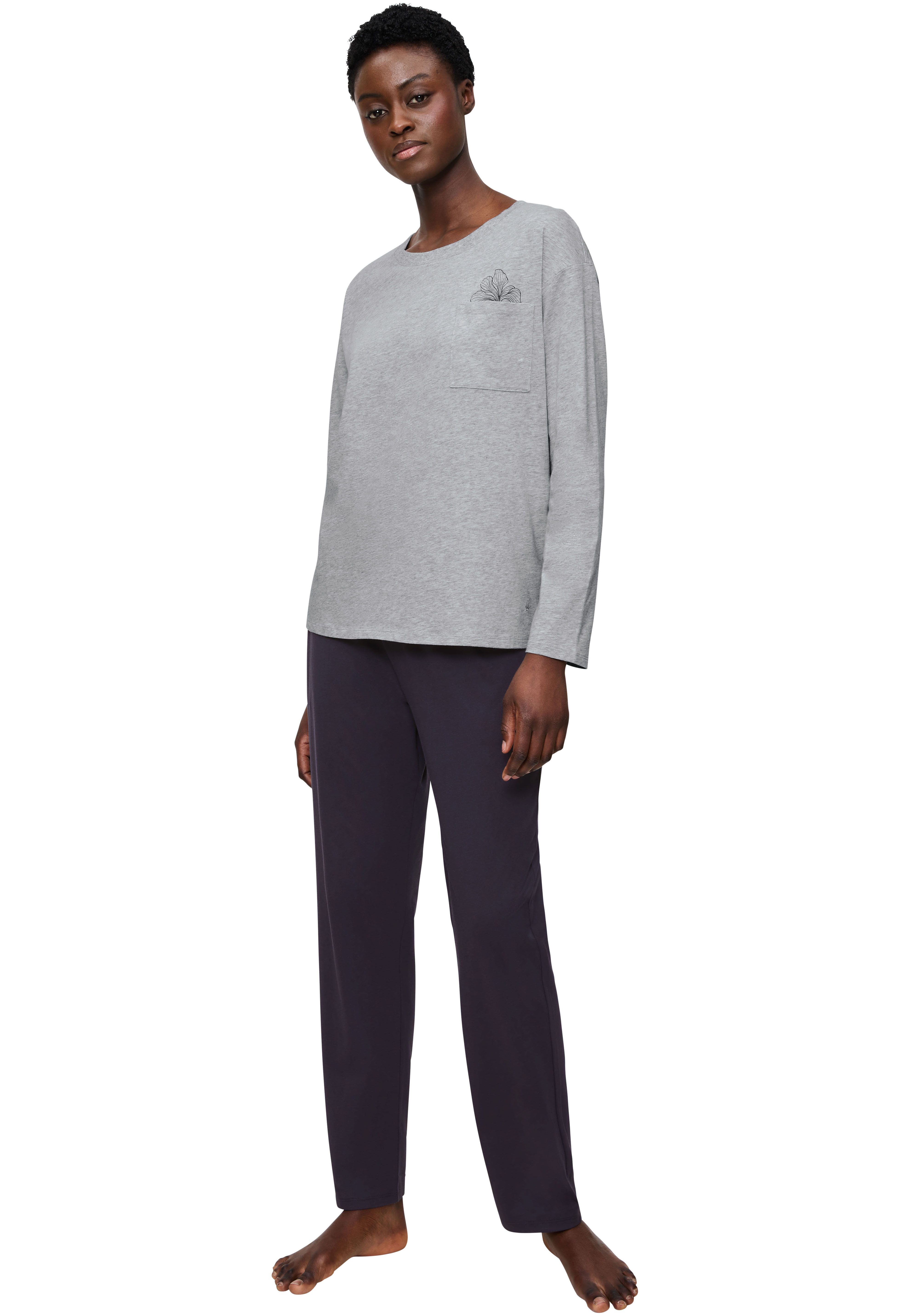 Triumph Schlafanzug Blumenstickerei, Brusttasche, Rundhalsausschnitt, Langa günstig online kaufen