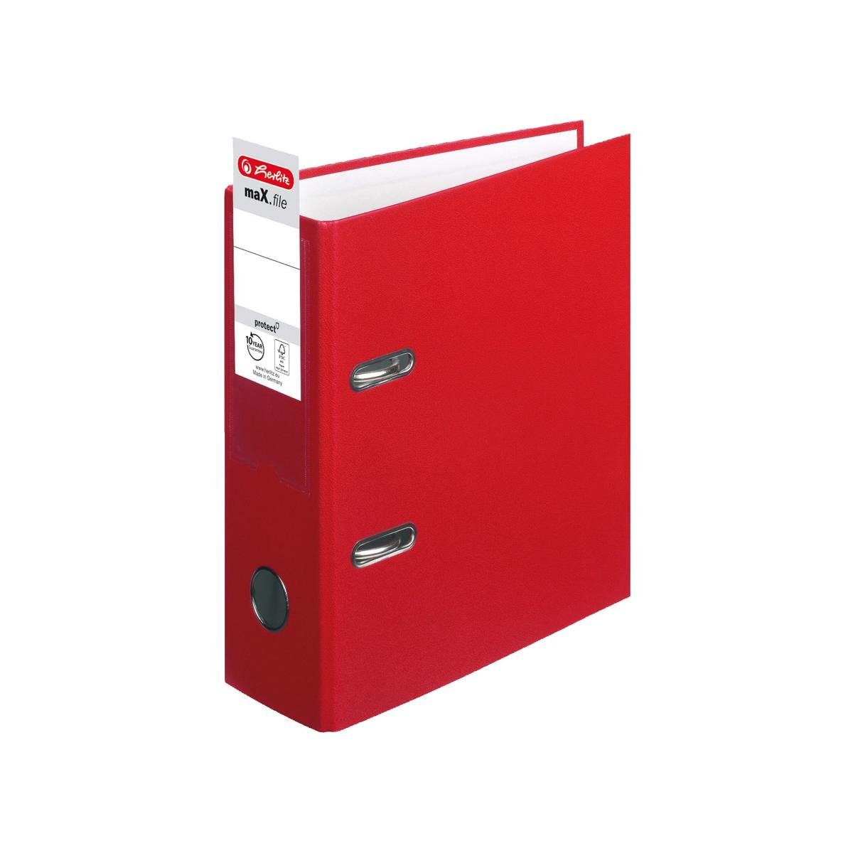 Herlitz Aktenordner Herlitz Ordner + 50 Prospekthüllen / DIN A5 / 80mm breit / Farbe: rot