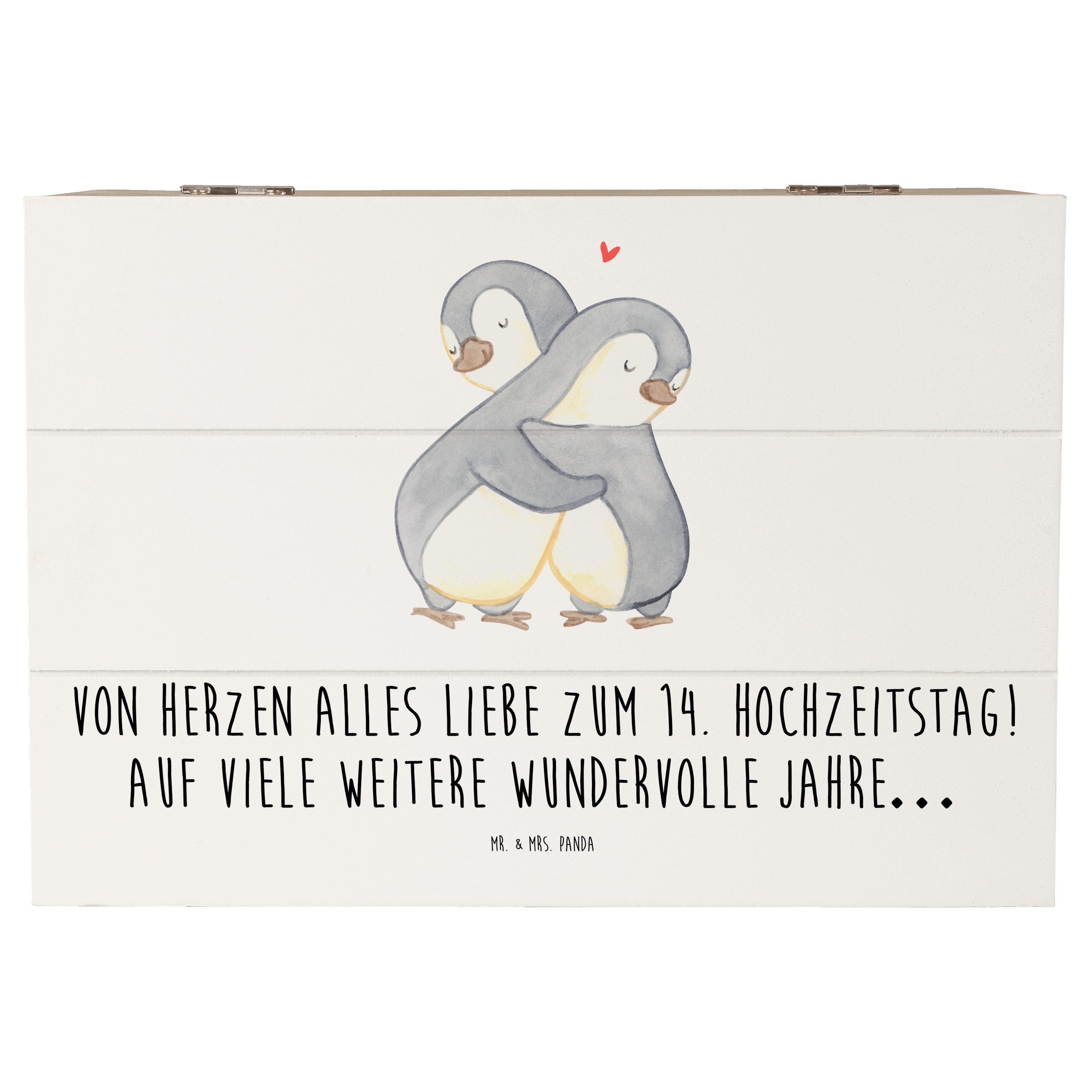 Dekokiste 22 x 15 cm 14. Hochzeitstag Elfenbeinhochzeit - Weiß - Geschenk, von