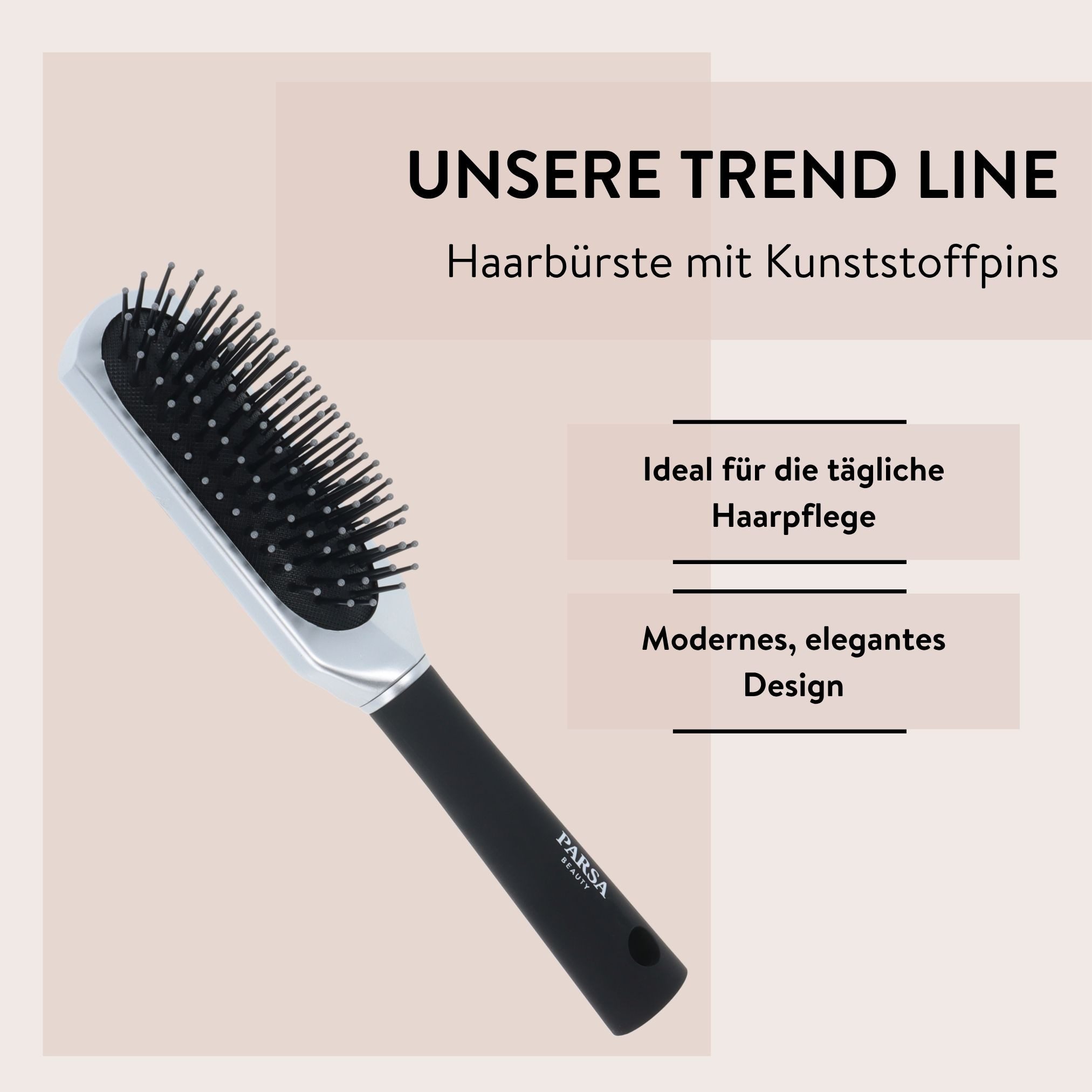 PARSA Beauty Haarbürste Essential Stylingbürste Silber, Schonendes Entwirren & Styling