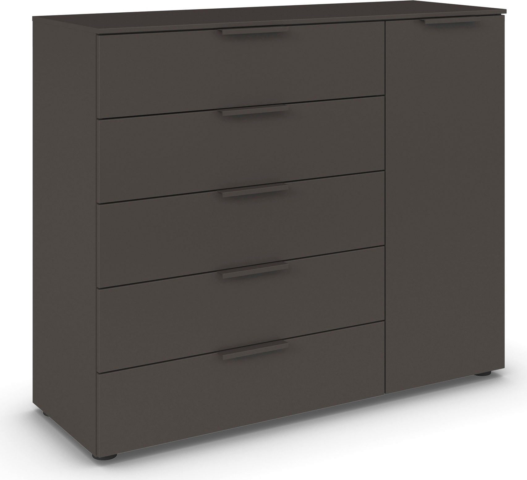 rauch Schubkastenkommode Kommode Türkommode Sideboard Kombikommode FLIPP (Breite 120 cm mit 2 Einlegeböden), 1-türig mit 5 Schubladen und Soft-Close-Funktion