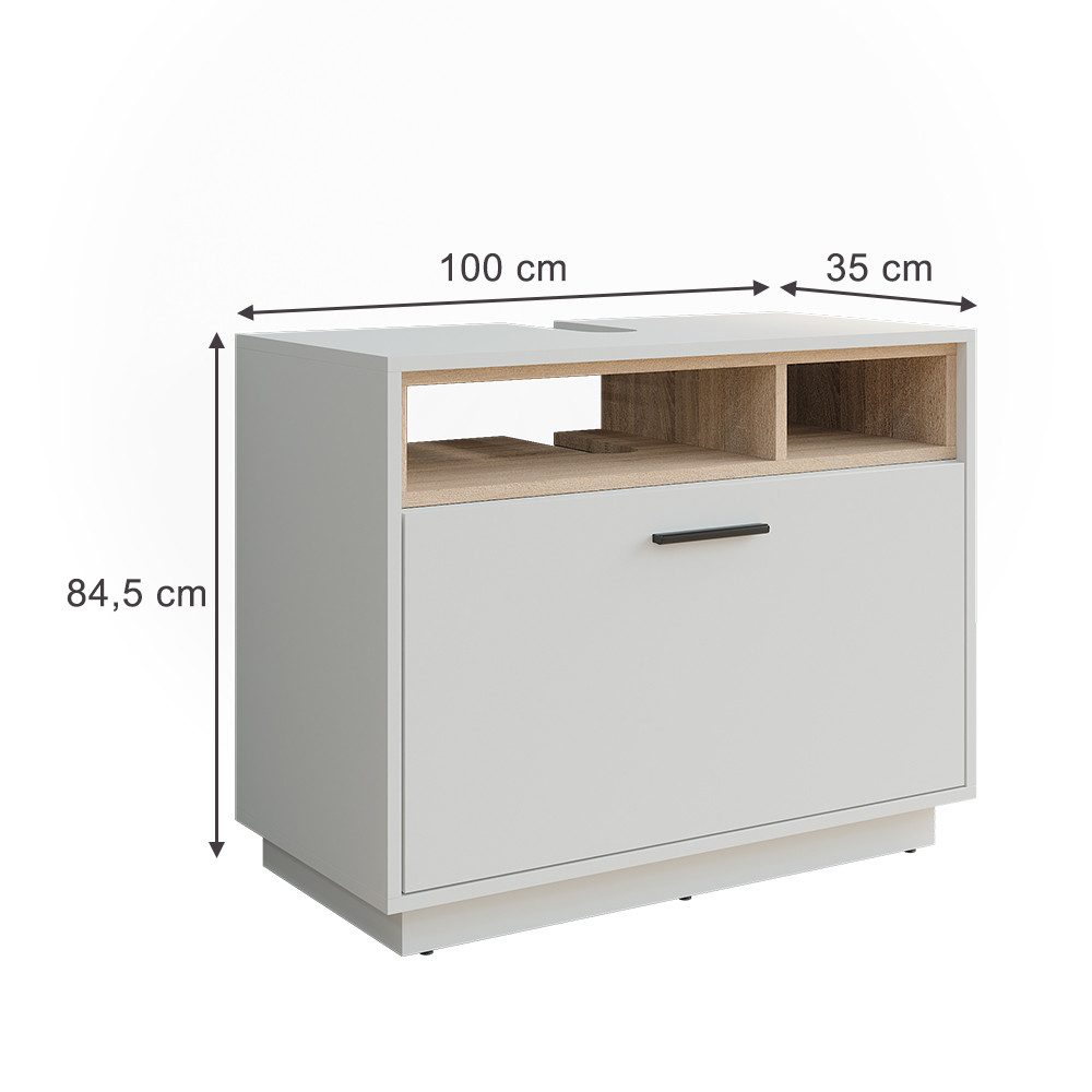 Vicco Waschbeckenunterschrank Beatrice, Weiß/Sonoma, 100 x günstig online kaufen