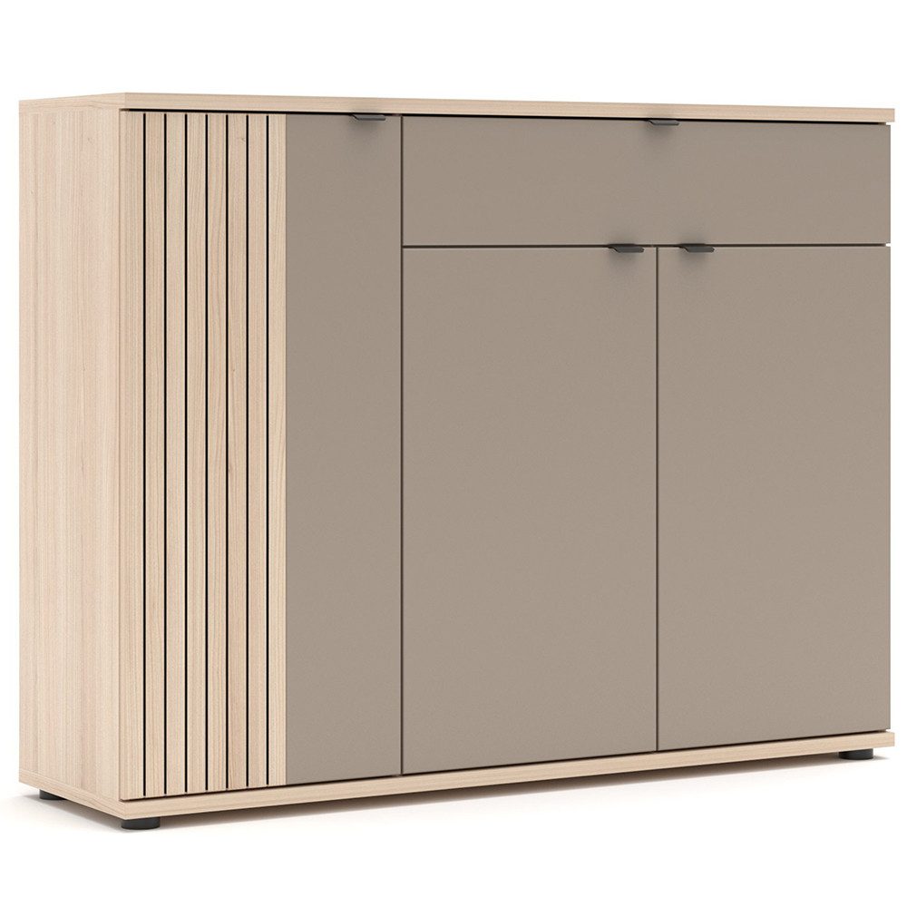 Lomadox Schuhschrank PALADE-36 in Eiche mit grau, Rillenoptik, modern