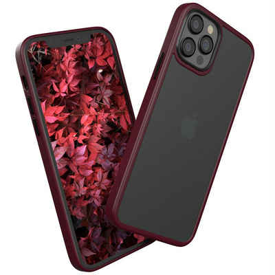 EAZY CASE Handyhülle Outdoor Case für Apple iPhone 12 / 12 Pro 6,1 Zoll, Schutzhülle mit Kameraschutz Handyhülle Dünn Transparent Dunkel Rot