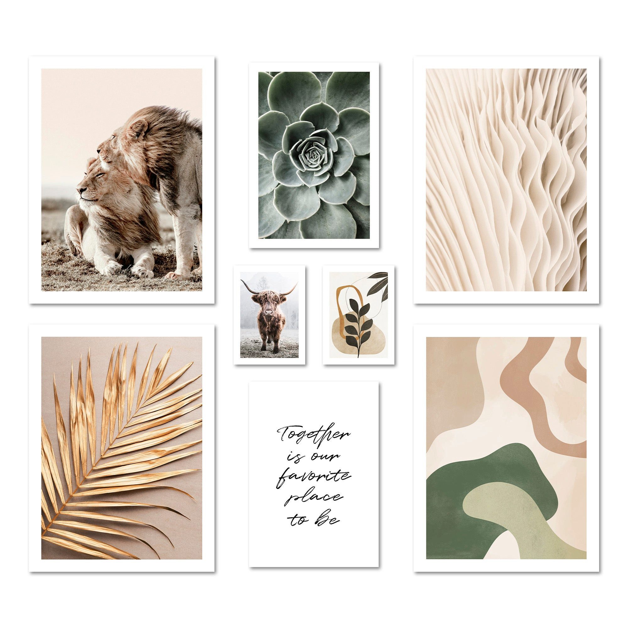 ARTFAVES Bilder-Collage Poster Set Abstract Nature I mehrteilige Bilderwand I Wandbilder Beige, (Wandbilder modern, 8 St)