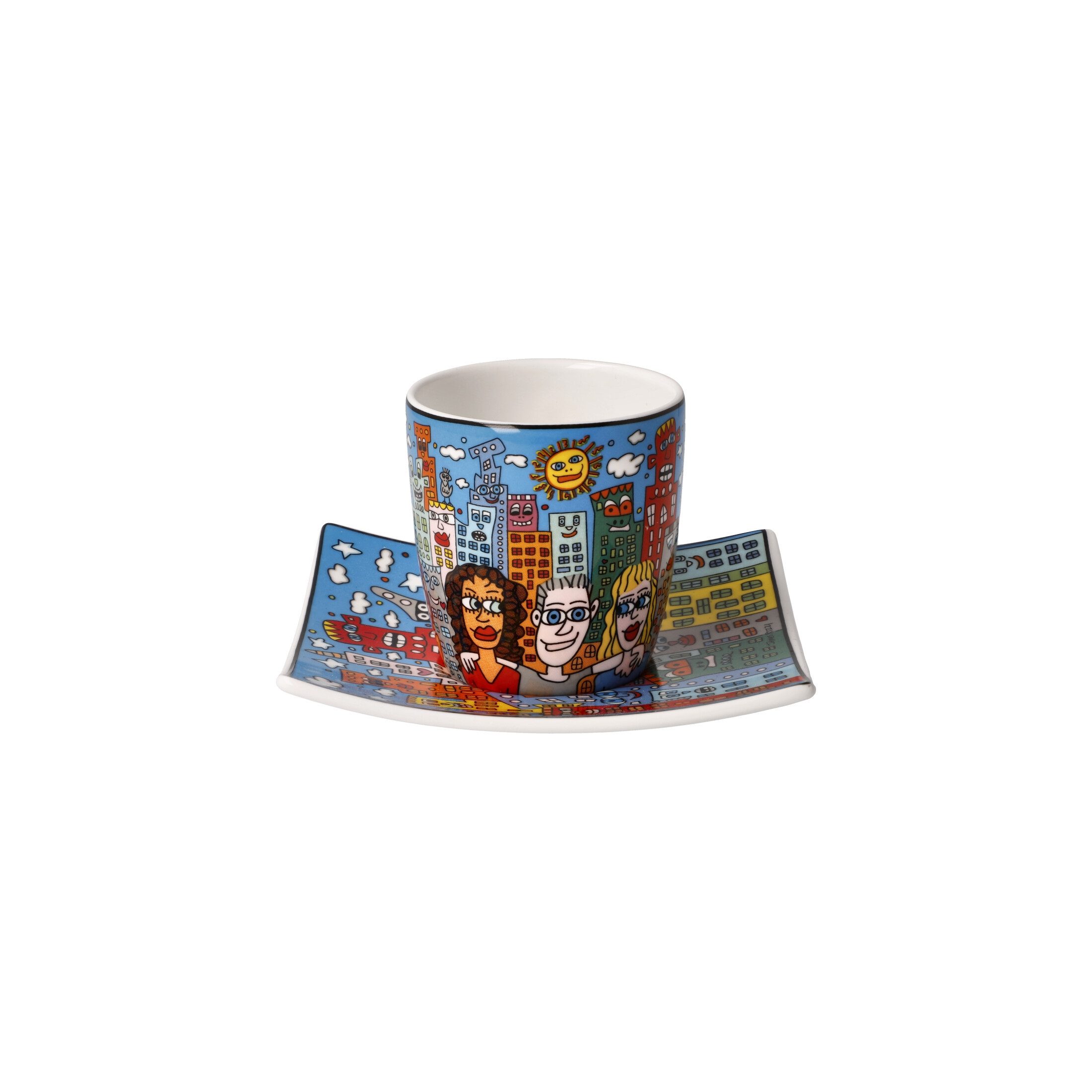 Goebel Espressotasse James Rizzi, Porzellan, Spülmaschinengeeignet, Mehrfarbig, Summer in the City, H: 6.5cm