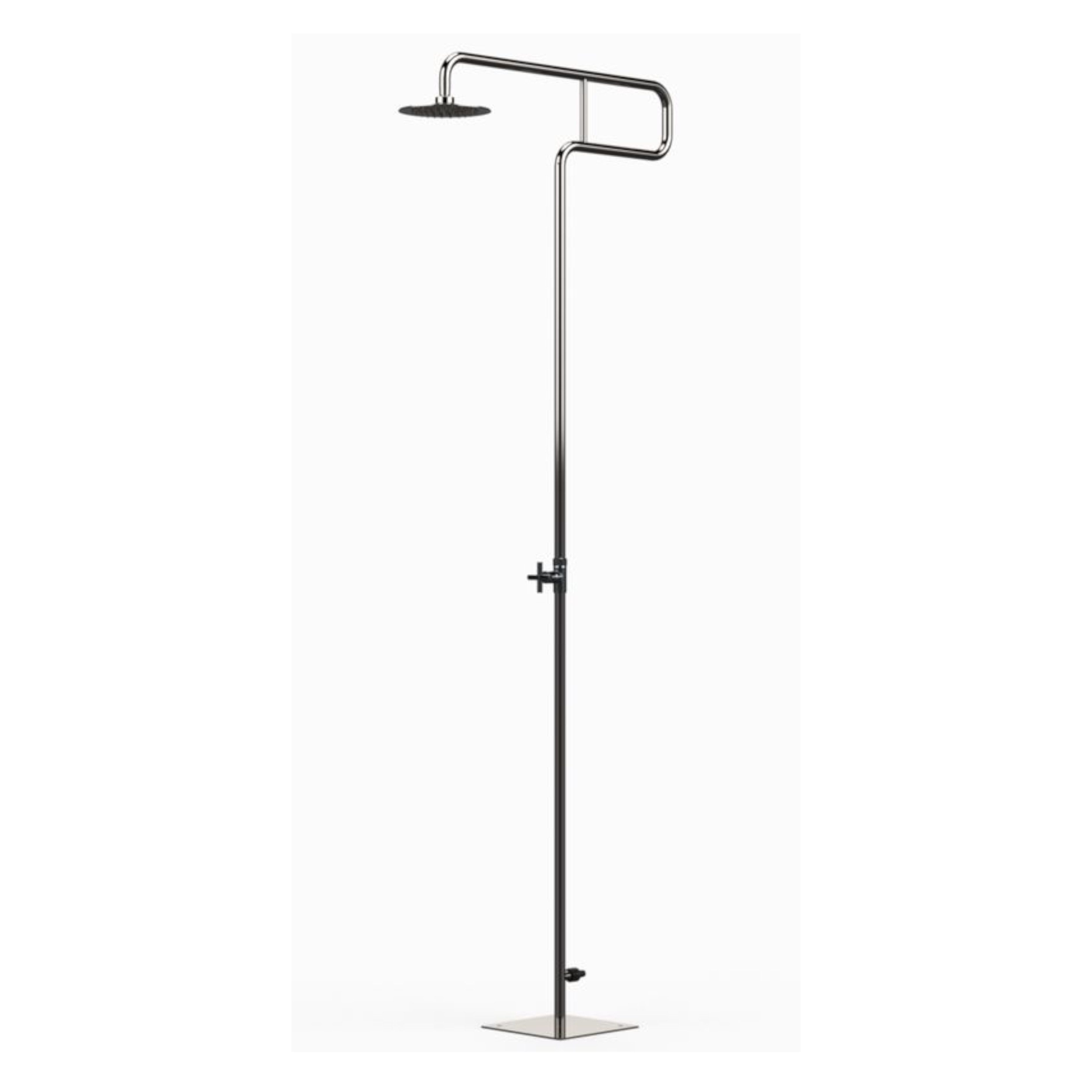 HAF Gartendusche Ideal Gartendusche TROMBONE Kaltwasser Dusche V2A Outdoor Pooldusche (Moderne Edelstahl Kaltwasserdusche, Für Garten und Terasse), Selbststehende Outdoor Pooldusche