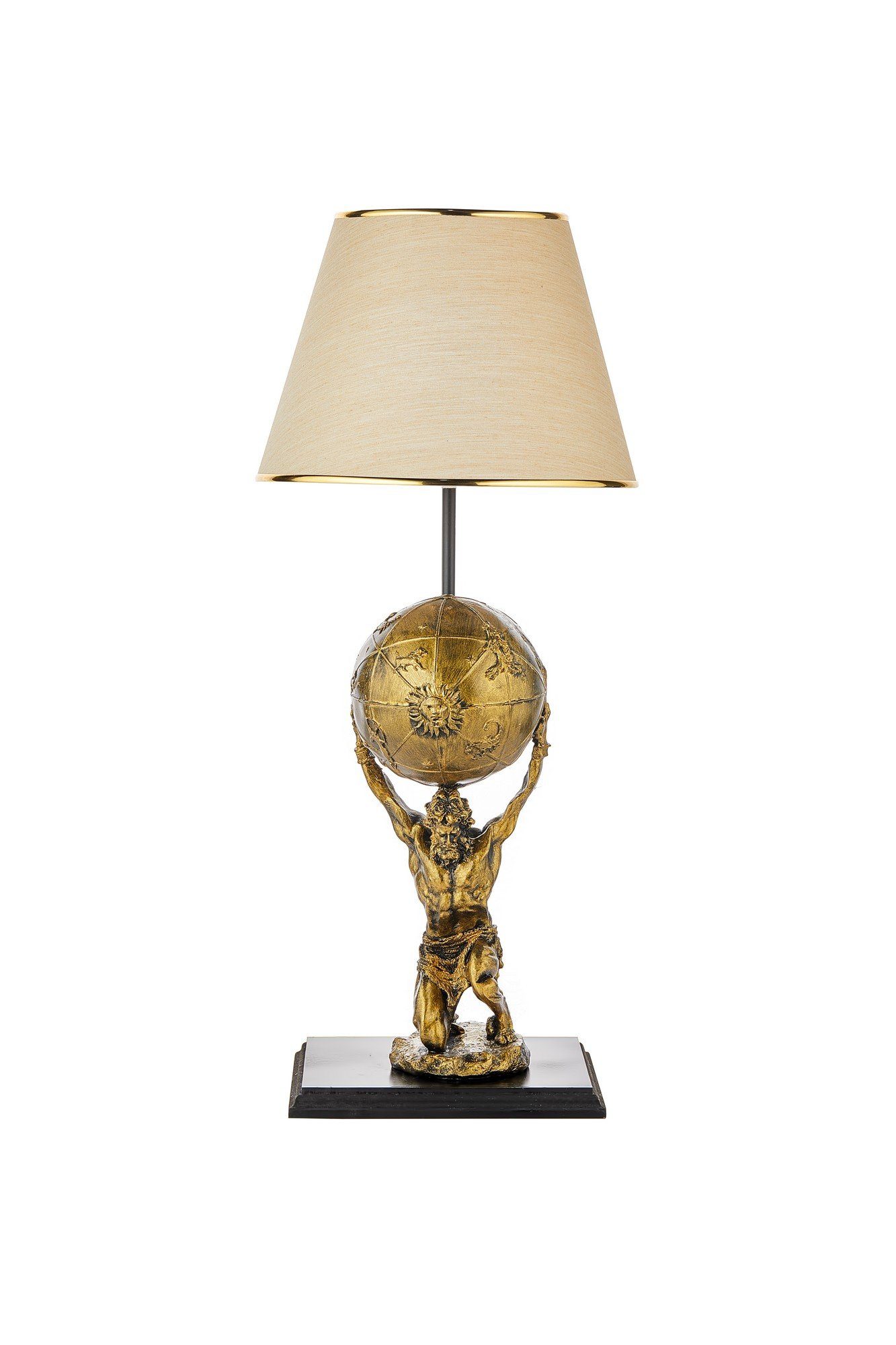 Opviq Schreibtischlampe PLY127FLH, Holzbasis 25 cm, Gold,Beige