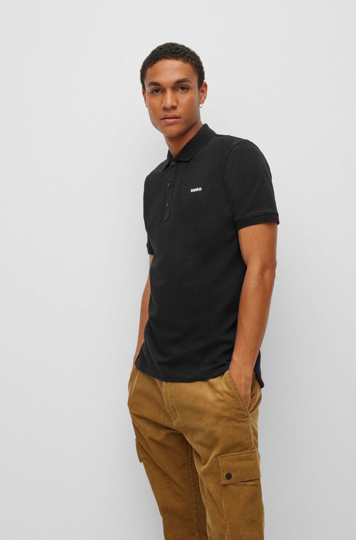 (001) Poloshirt (1-tlg) Schwarz Dinos HUGO