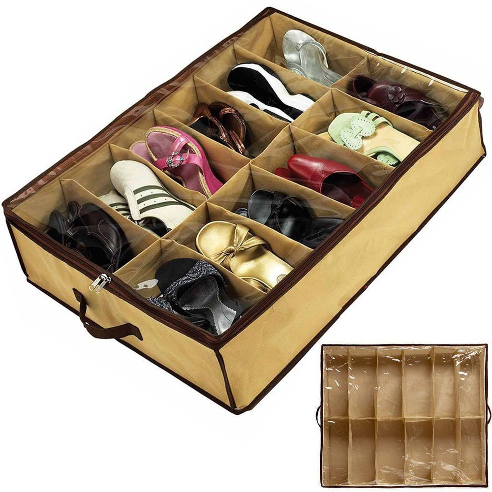VERK GROUP Schuhbox (Schuh-Organizer mit Reißverschluss für bis zu 12 Paar  Schuhe I Spielsachen Hängeaufbewahrung Schlafzimmer, Badezimmer, Schrank,  Hänge-Organizer Schuh-Regal Schuh-Aufbewahrung Schuhe staubfrei einlagern  Verstauen Ordnung faltbar ...