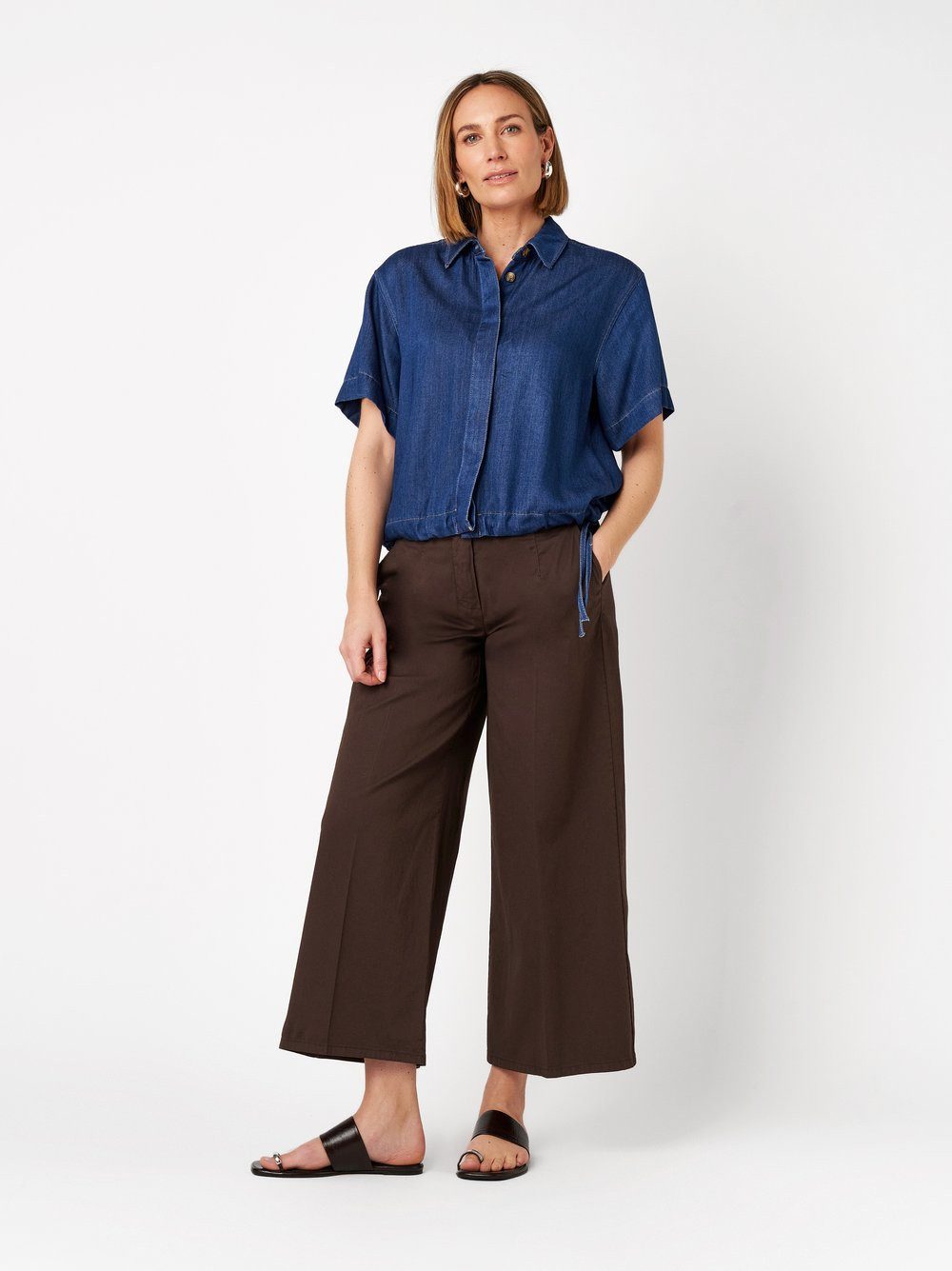 TONI Culotte mit extra weitem Beinverlauf und Bügelfalte, Stretch