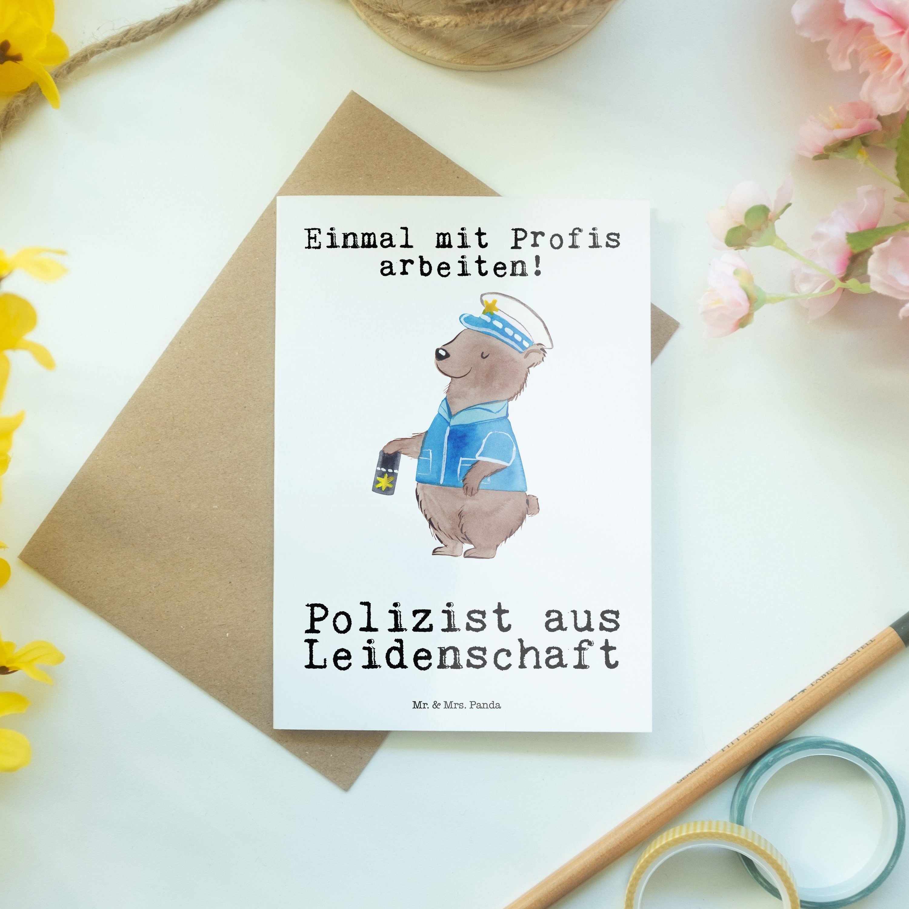 Mr. & Mrs. Panda Grußkarte Polizist Leidenschaft, Grußkarte, Weiß, Grußkarte, hochzeitskarten, P, vatertagskarte valentinstagskarte Studium