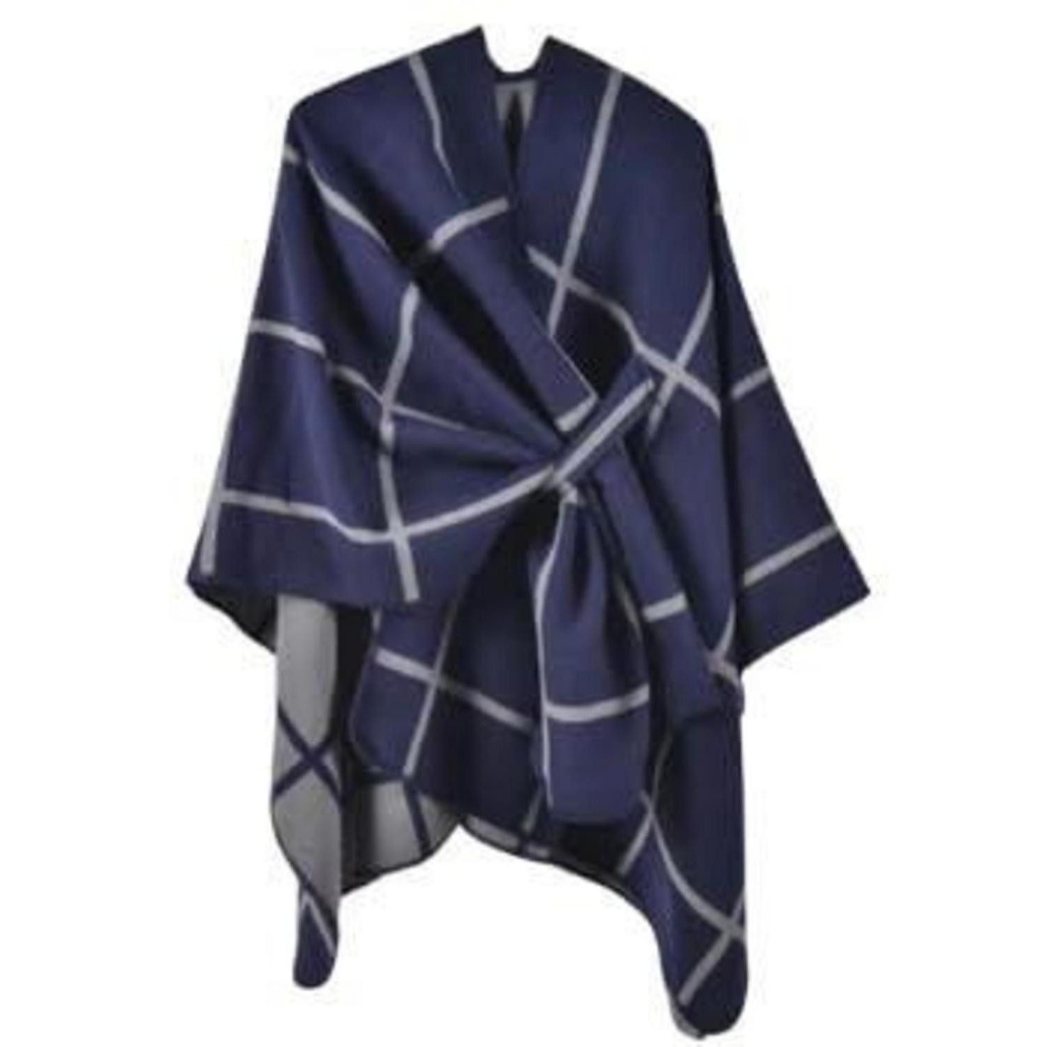 LuxusKollektion Poncho Damen Poncho Schal Wrap Marineblau (1-St)