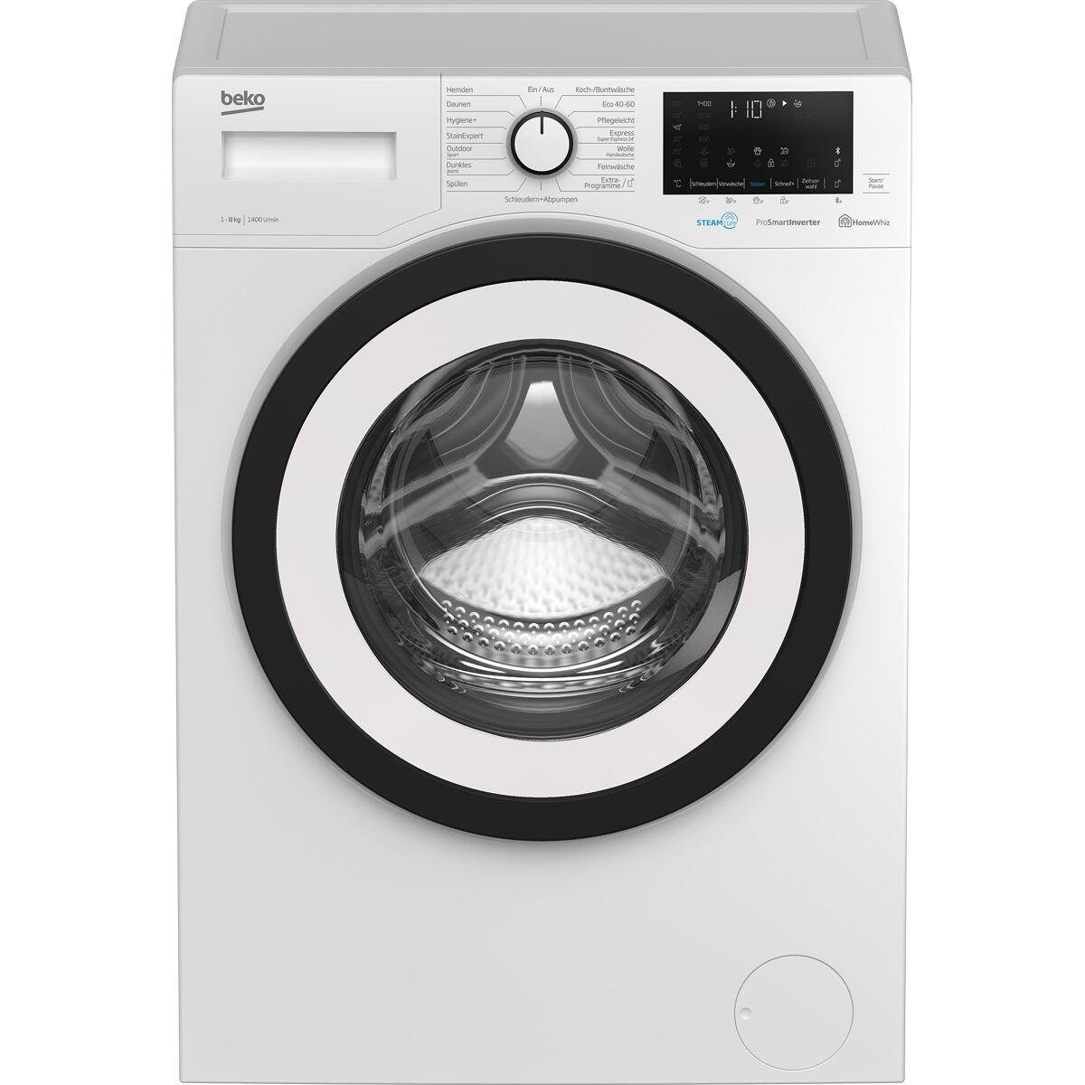 BEKO Waschmaschine WMO81465STR1, 8 kg, 1400 U/min | Frontlader