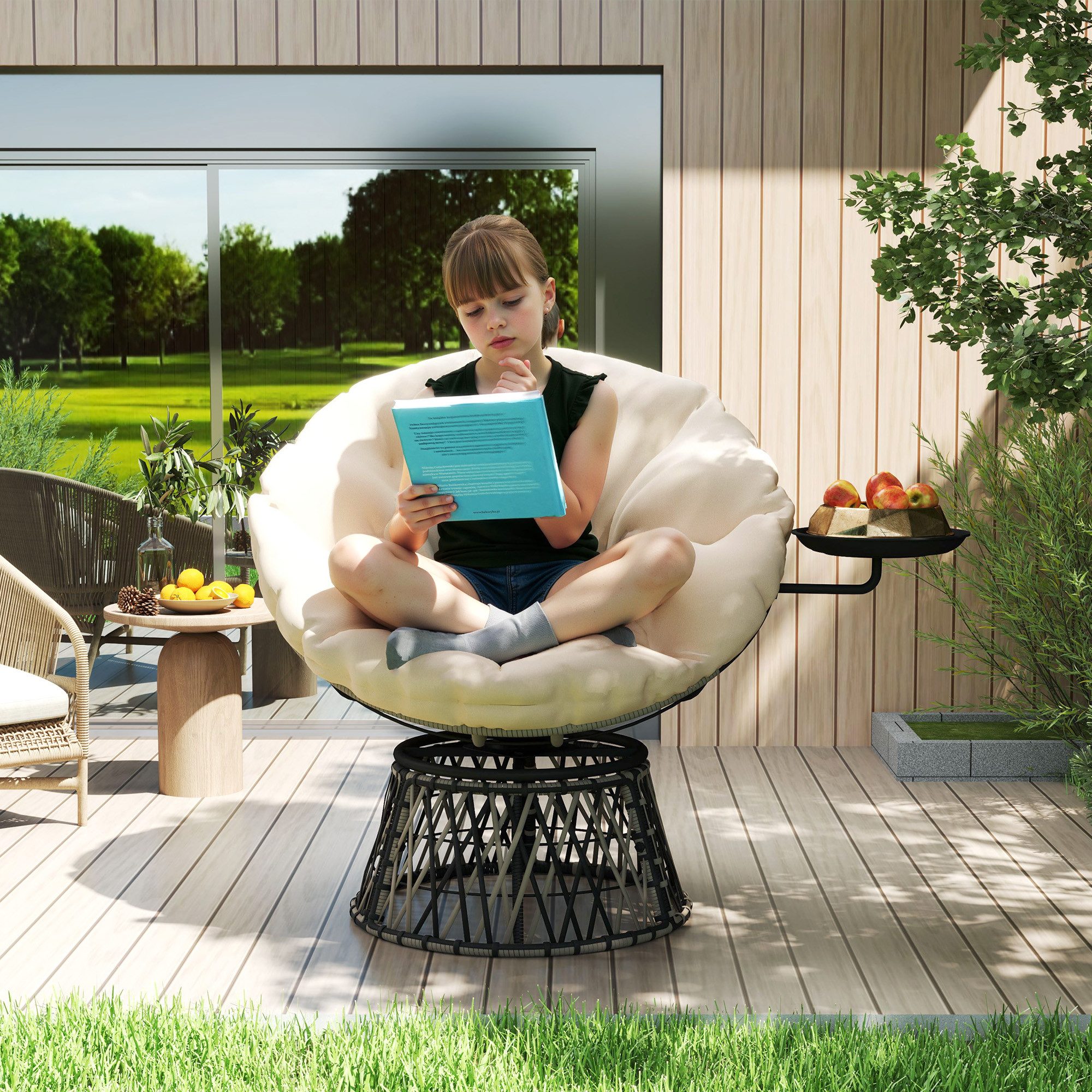 Outsunny Gartensessel mit Kissen (360° drehbar günstig online kaufen
