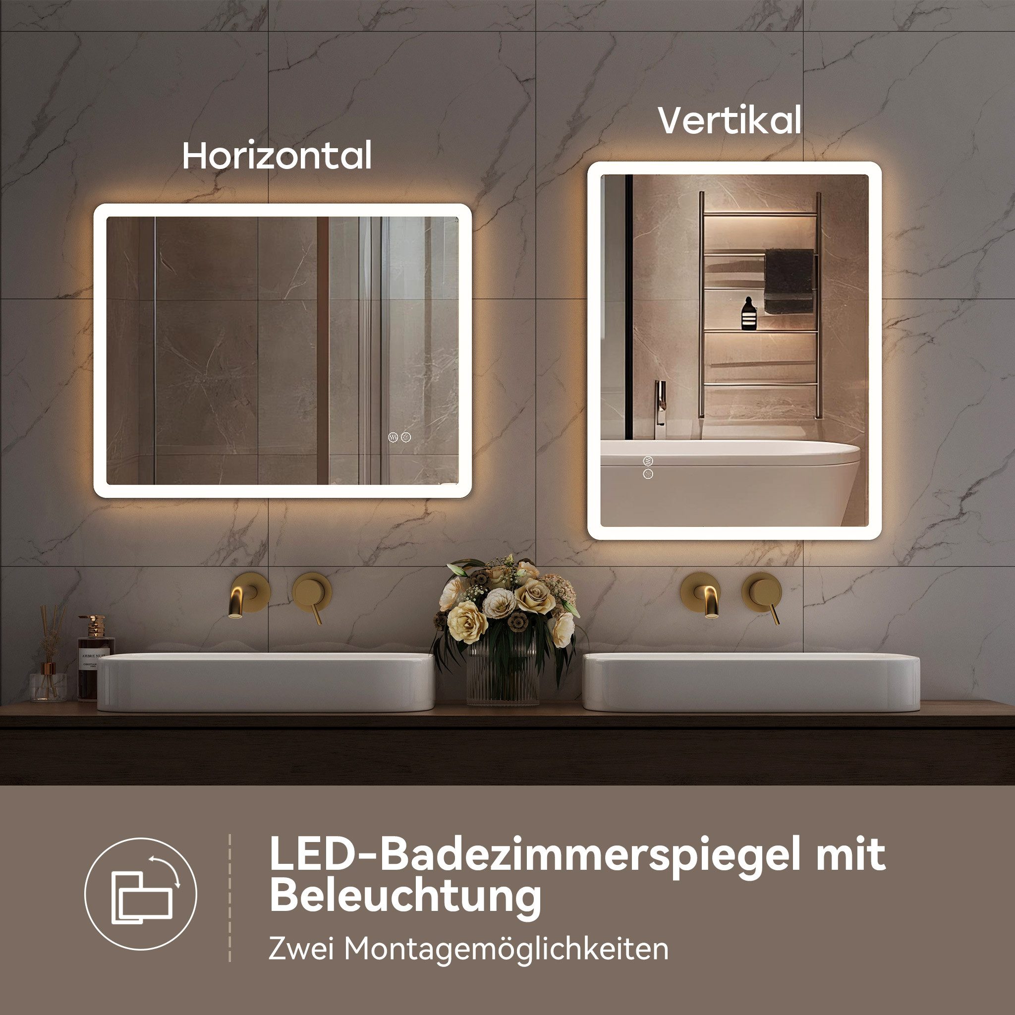 HOROW Badspiegel badezimmer spiegel mit Beleuchtung günstig online kaufen