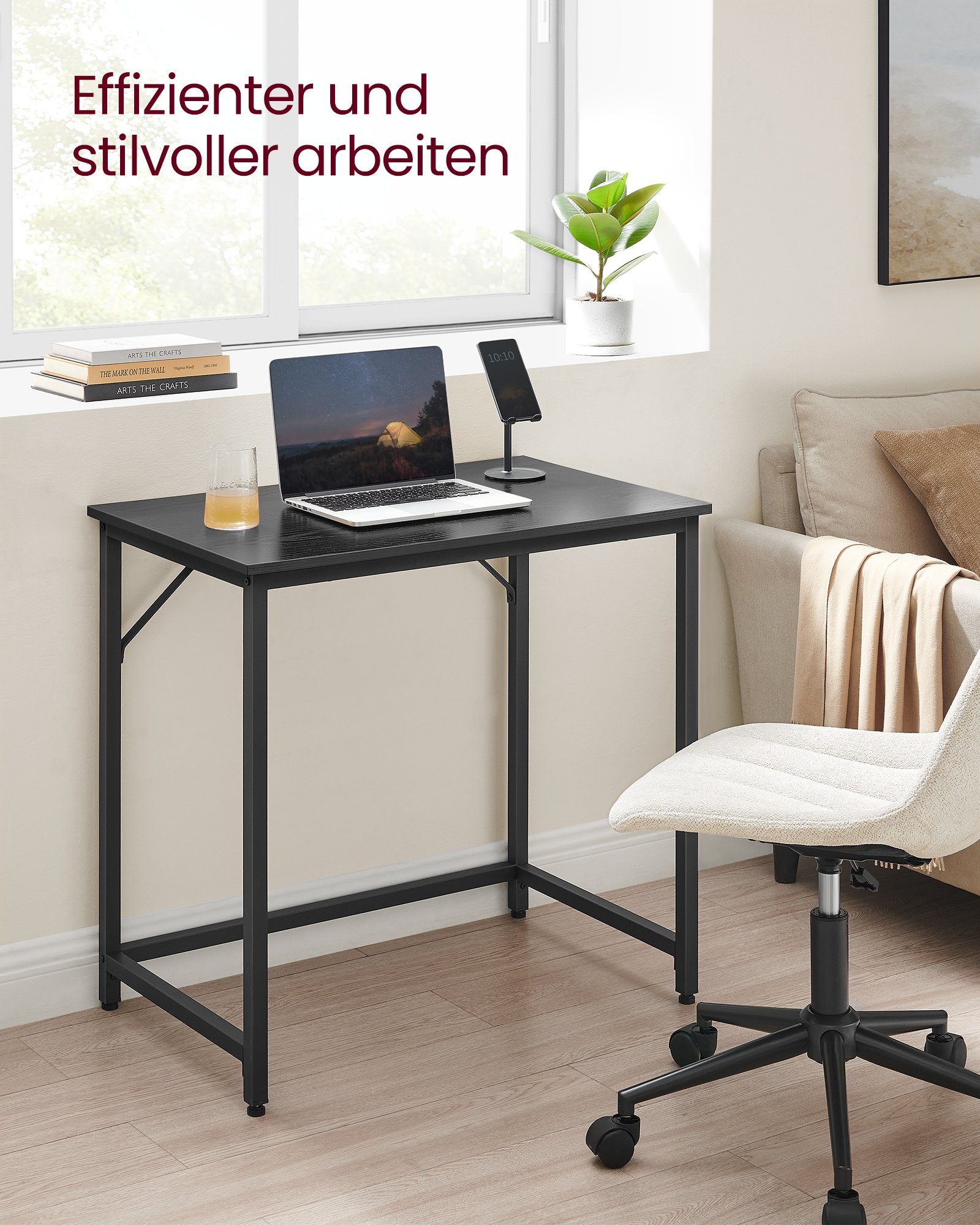 VASAGLE Schreibtisch Computertisch, Bürotisch, 80/100/120/135/160 cm, moderner Stil