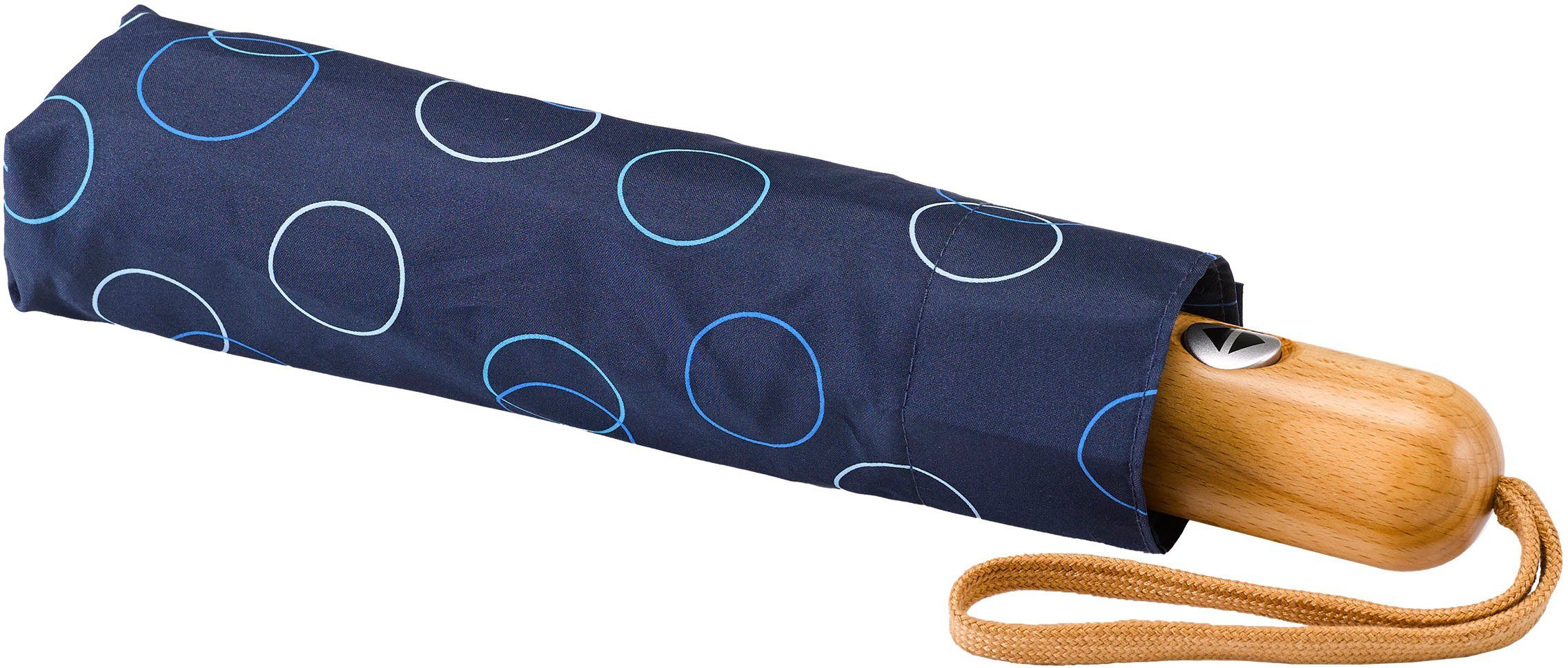 EuroSCHIRM® Taschenregenschirm marine, Umwelt-Taschenschirm, Kreise blau