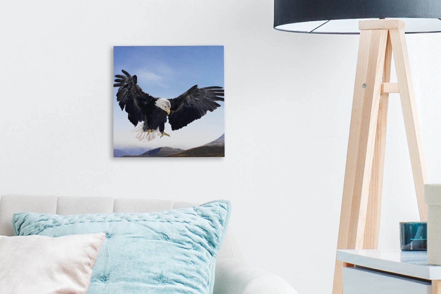 Leinwandbild Bilder Schlafzimmer (1 will OneMillionCanvasses® Weißkopfseeadler Leinwand Wohnzimmer landen, Ein St), für