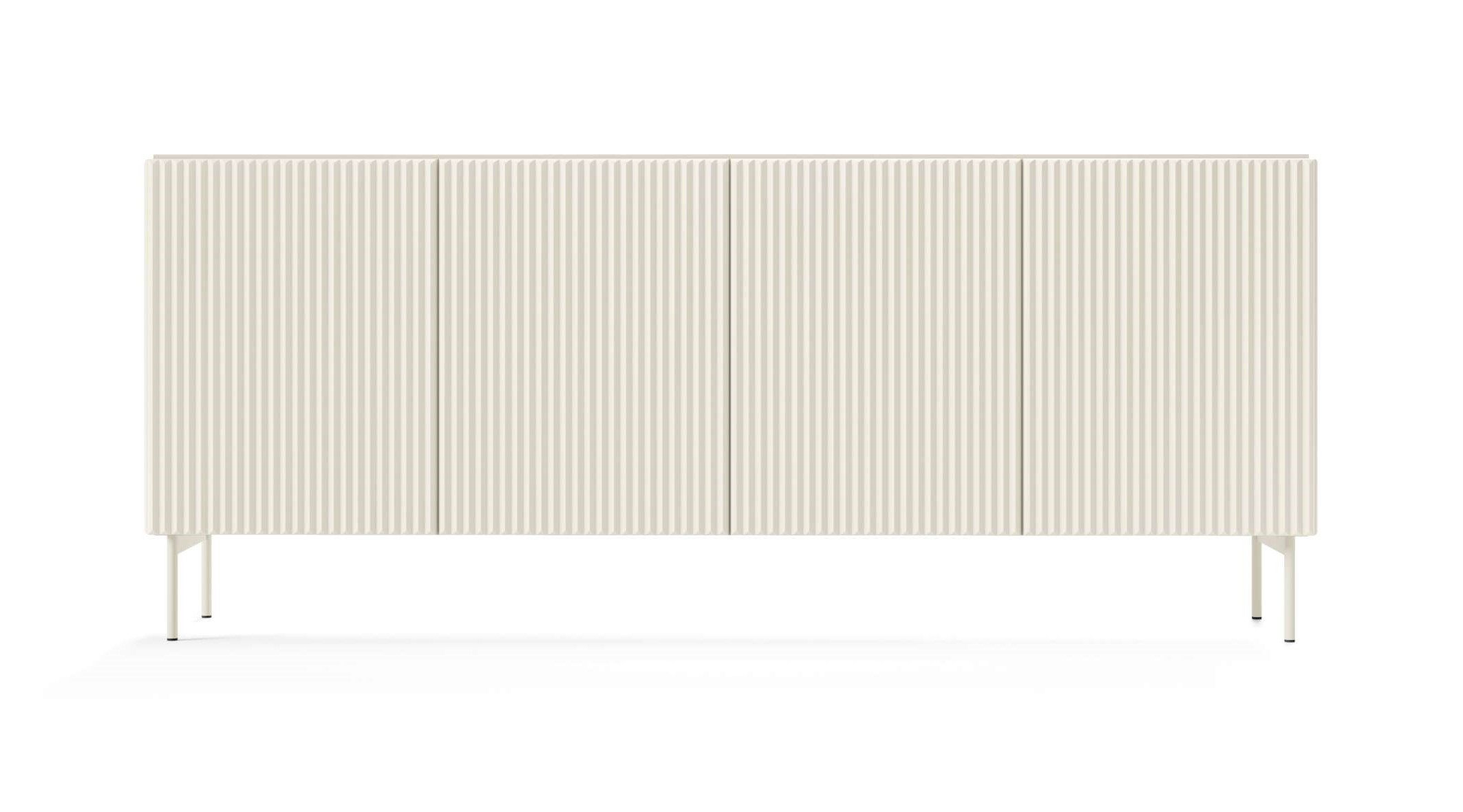 99rooms Kommode Kolli (Sideboard, Highboard), Modern Design, mit viel Stauraum, Push-to-Open, geriffelte Elemente