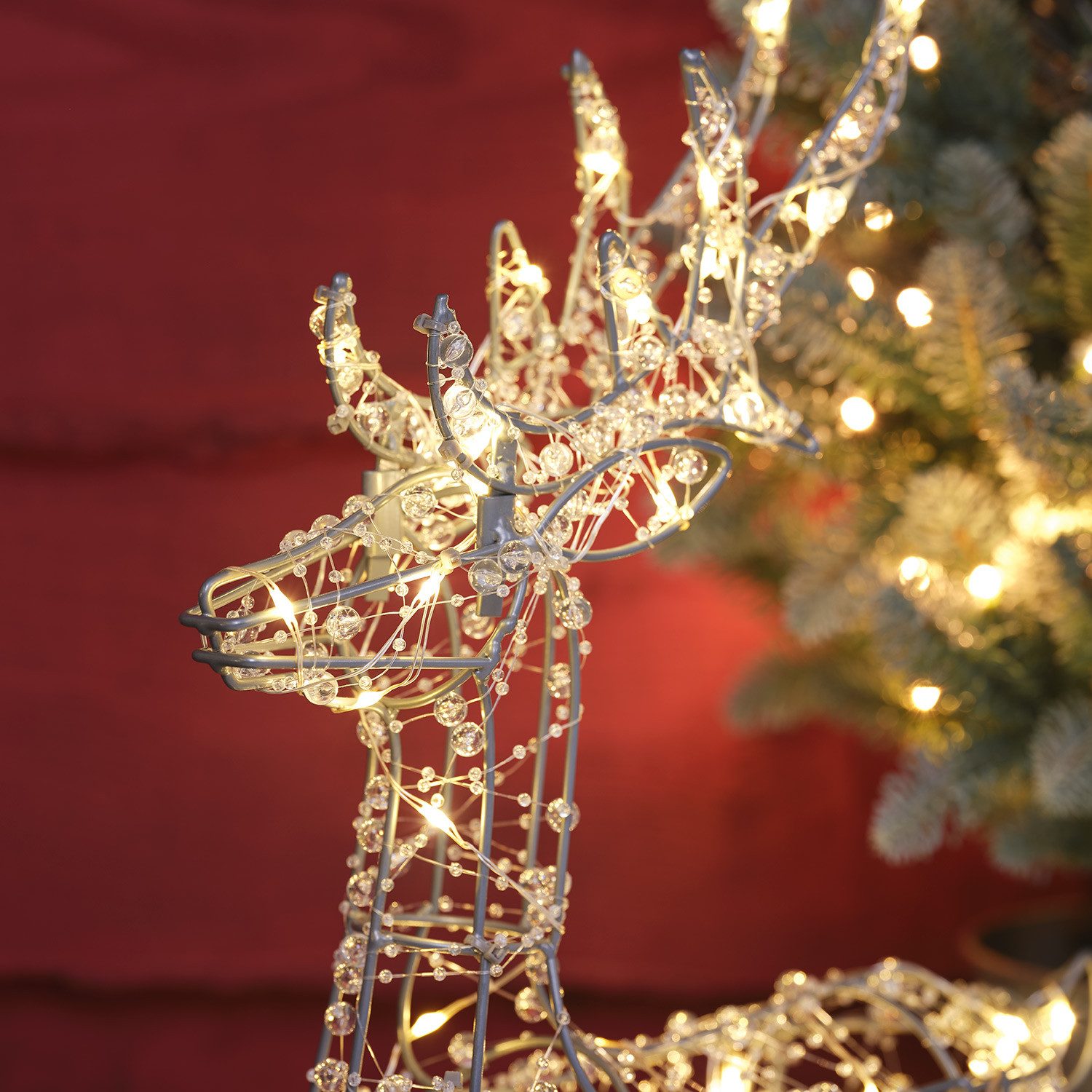 Lights4fun LED Dekofigur Batteriebetriebenes Mikro-LED-Rentier Hirsch für d günstig online kaufen