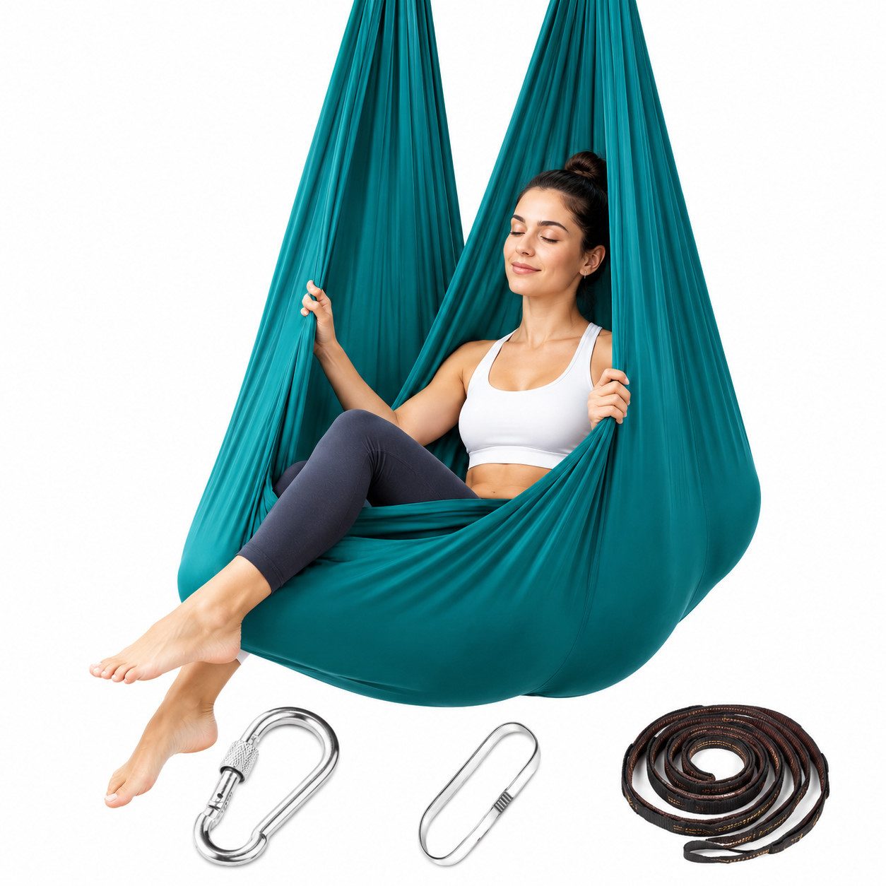 VEKROBOT Hängematte Aerial Yoga Hängematte 150x280 cm mit Aufhängung max Belastung 200 kg (Packung, 1 St., Die Höhe der Hängematte ist individuell einstellbar), Vielseitige und tragbare Hängematte