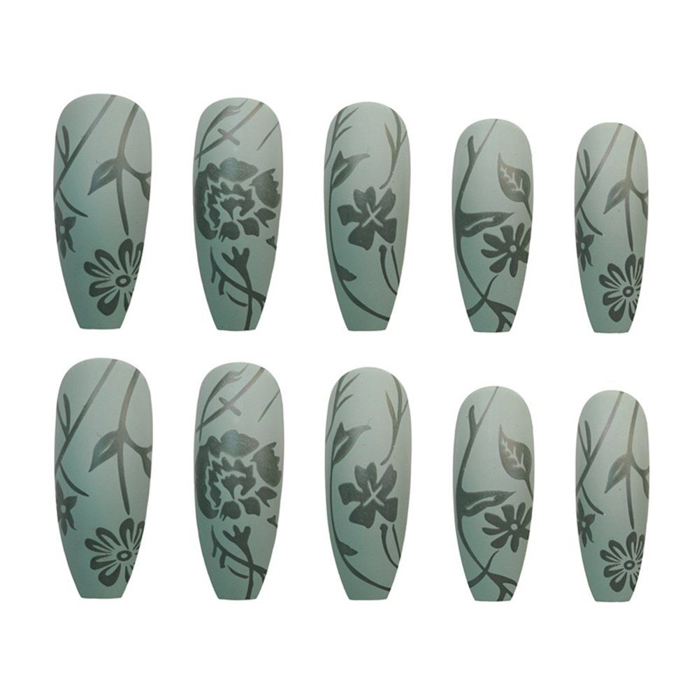 Housruse Nageldesign Zubehör Falsche Nägel 24-teilige künstliche Acrylnägel  mit vollständiger Abdeckung
