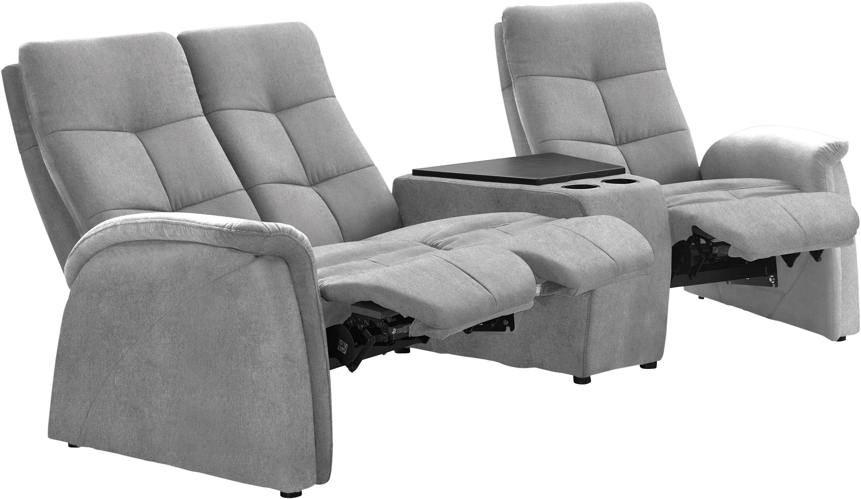 exxpo - sofa fashion 3-Sitzer Tivoli, Kinosofa mit Relaxfunktion, mit Ablagetisch und Stauraum, bequem und komfortabel, hohe Rückenlehne