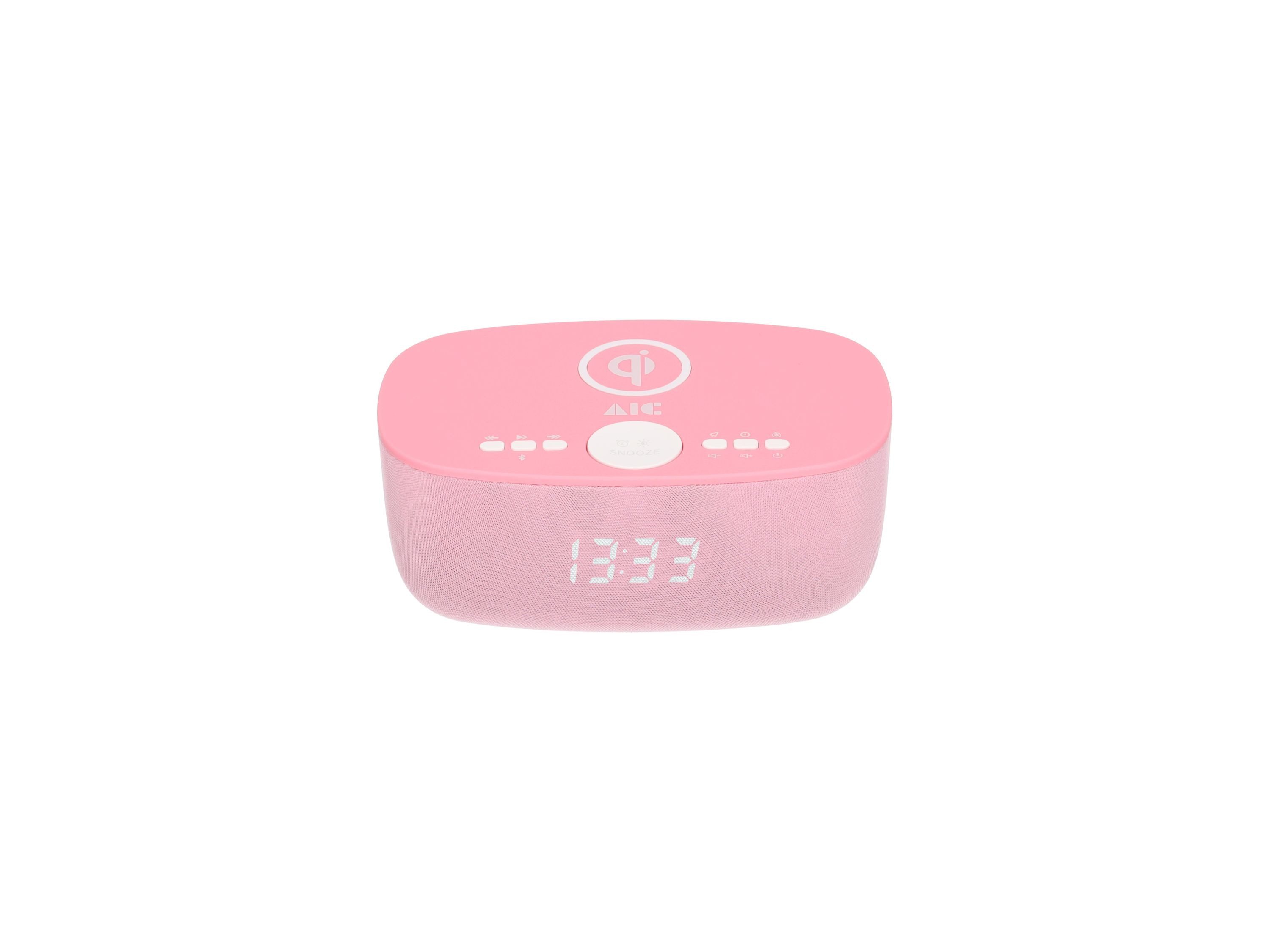 AIC AIC 28 BT pink Radio (Radiowecker Designer Uhrenradio USB Bluetooth Induktives Laden)