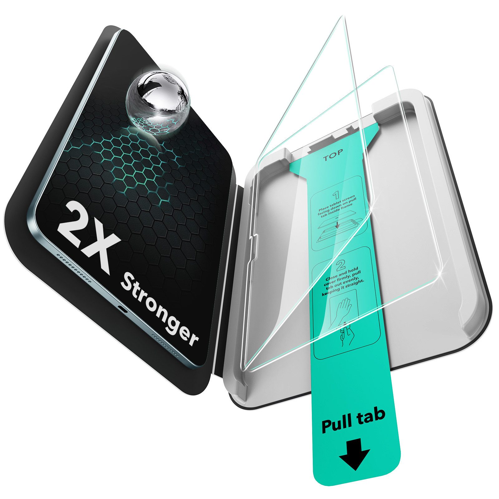 ESR Displayschutzglas Tempered-Glass Displayschutz für Apple iPad Air 11" (2025 & 2024), 2 Stück, 2er Pack, wasserabweisend, Kratzfest