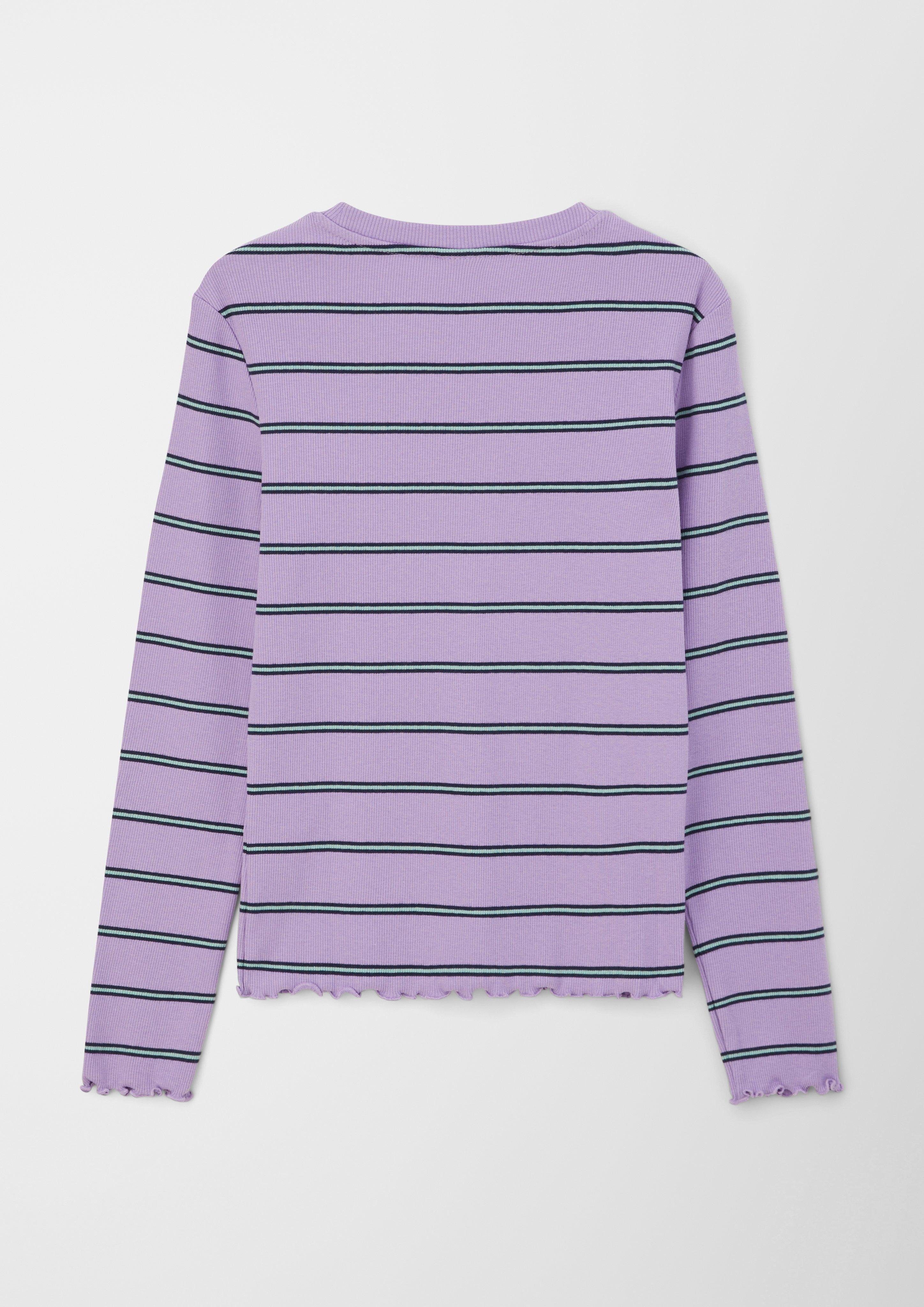 s.Oliver Langarmshirt Longsleeve mit Streifen-Detail Querstreifen lavendel