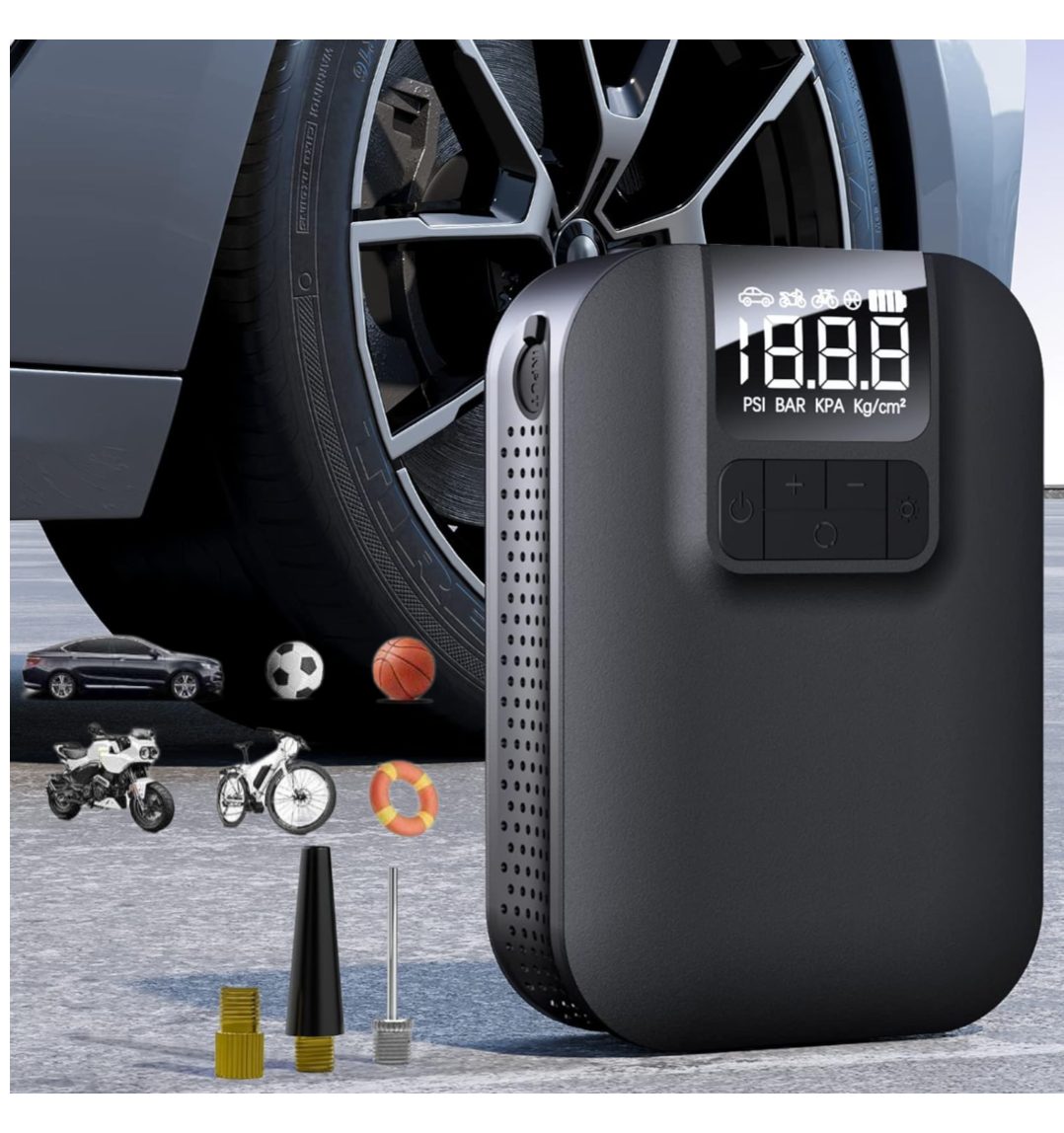 Akku-Handkompressor Elektrische Luftpumpe 150 PSI Digital 5000mAh mit LED-Licht